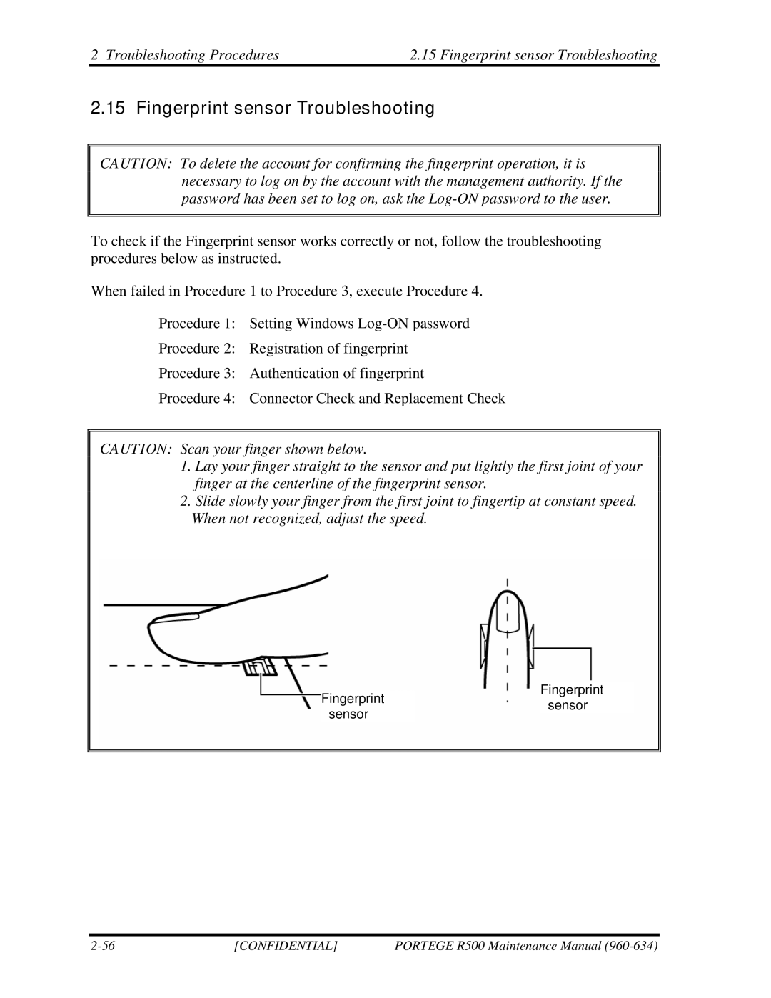 Toshiba r500 manual Fingerprint sensor Troubleshooting 