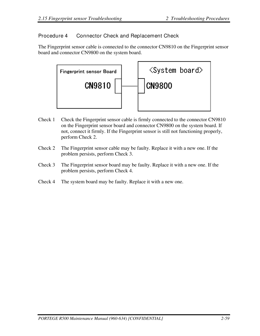 Toshiba r500 manual Procedure 4 Connector Check and Replacement Check 
