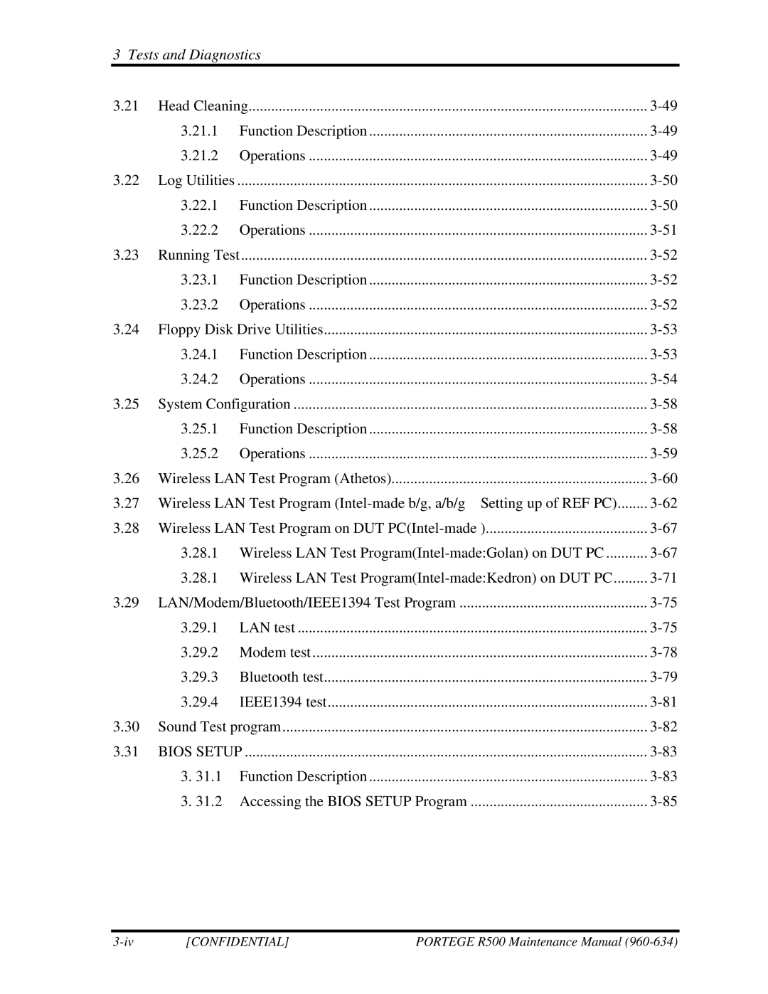 Toshiba r500 manual Function Description Accessing the Bios Setup Program 