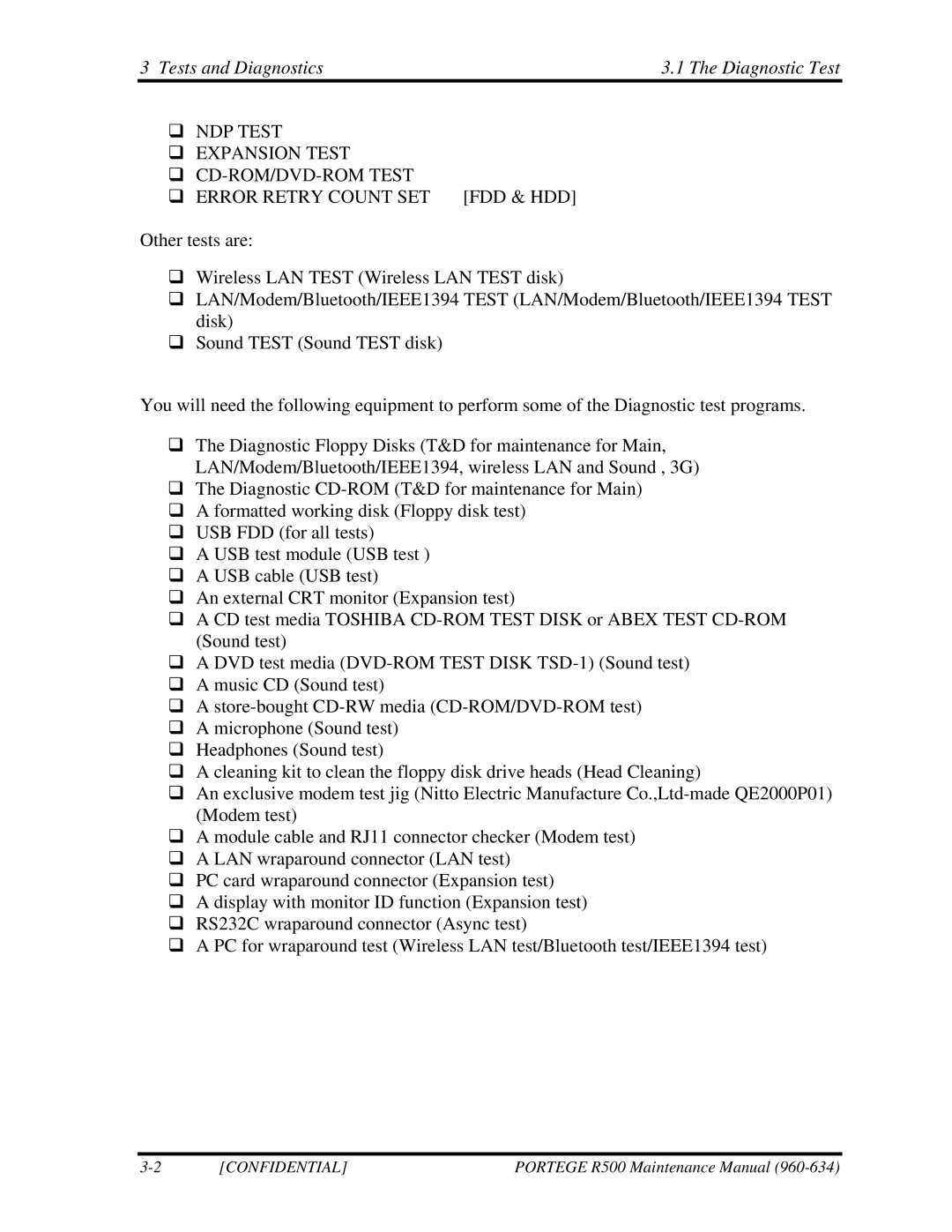 Toshiba r500 manual Tests and Diagnostics Diagnostic Test 