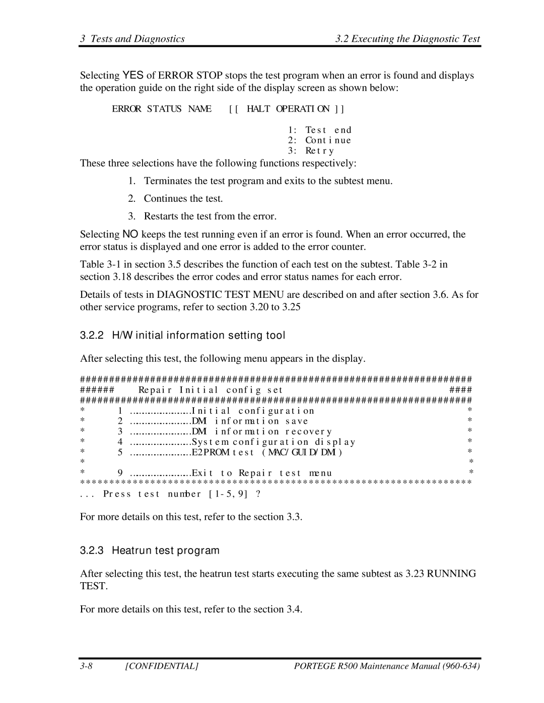 Toshiba r500 manual 2 H/W initial information setting tool, Heatrun test program 