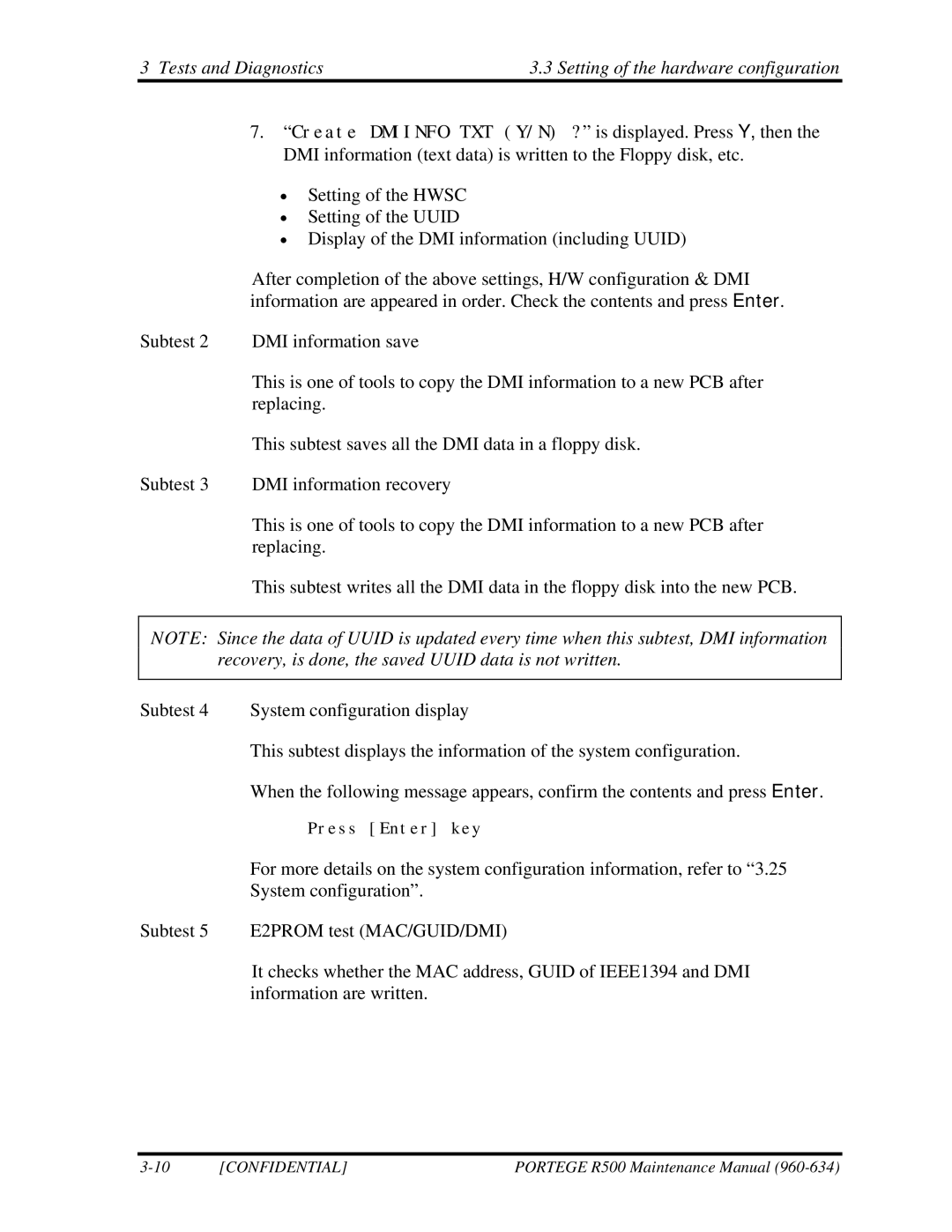 Toshiba r500 manual Tests and Diagnostics Setting of the hardware configuration 