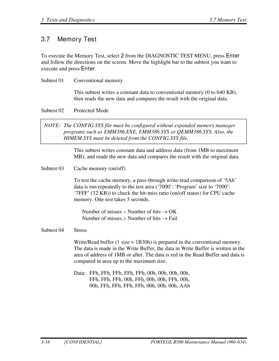 Toshiba r500 manual Tests and Diagnostics Memory Test 