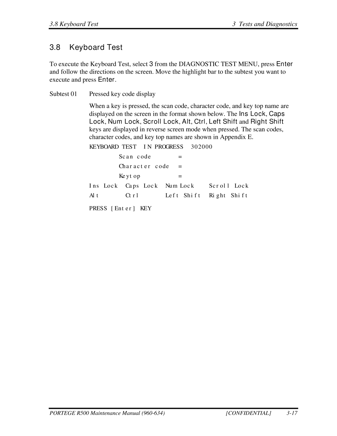 Toshiba r500 manual Keyboard Test Tests and Diagnostics 