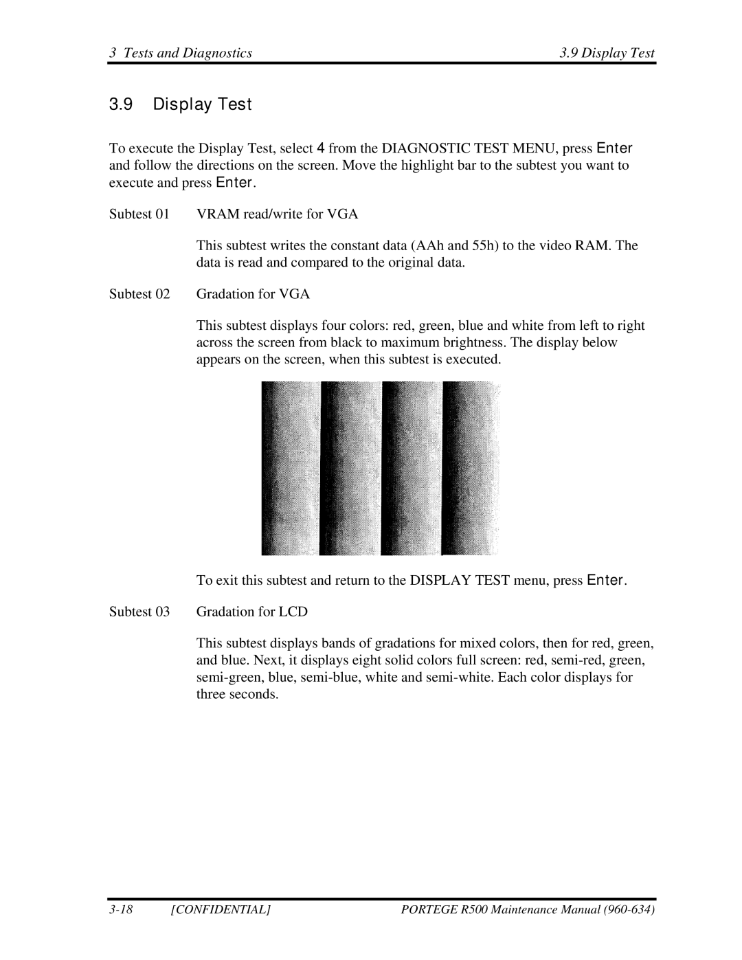 Toshiba r500 manual Tests and Diagnostics Display Test 