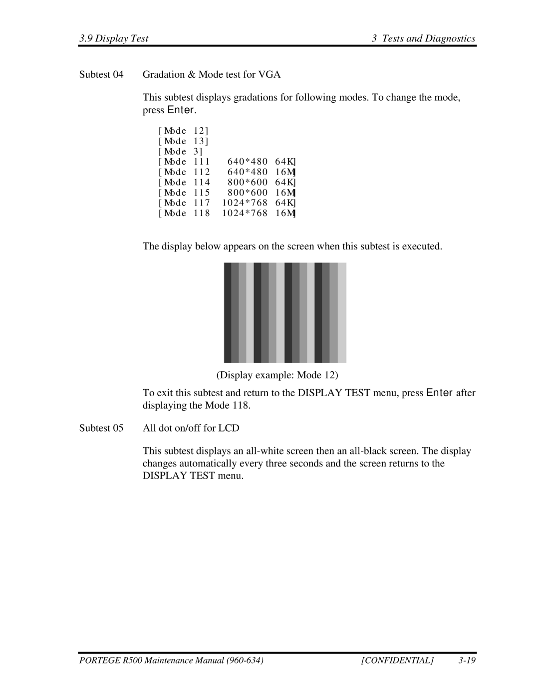 Toshiba r500 manual Display Test Tests and Diagnostics 