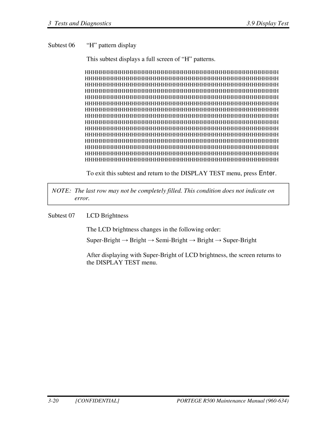 Toshiba r500 manual Tests and Diagnostics Display Test 