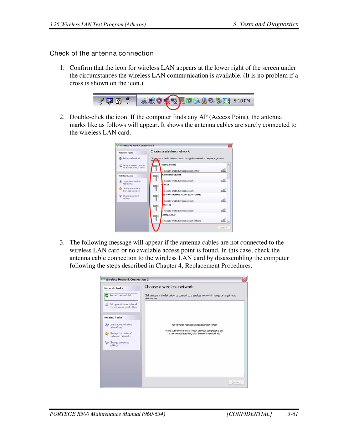 Toshiba r500 manual Check of the antenna connection 