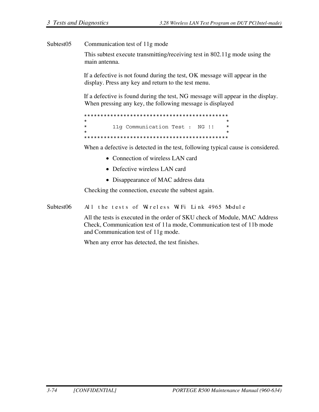 Toshiba r500 manual Subtest06 All the tests of Wireless WiFi Link 4965 Module 