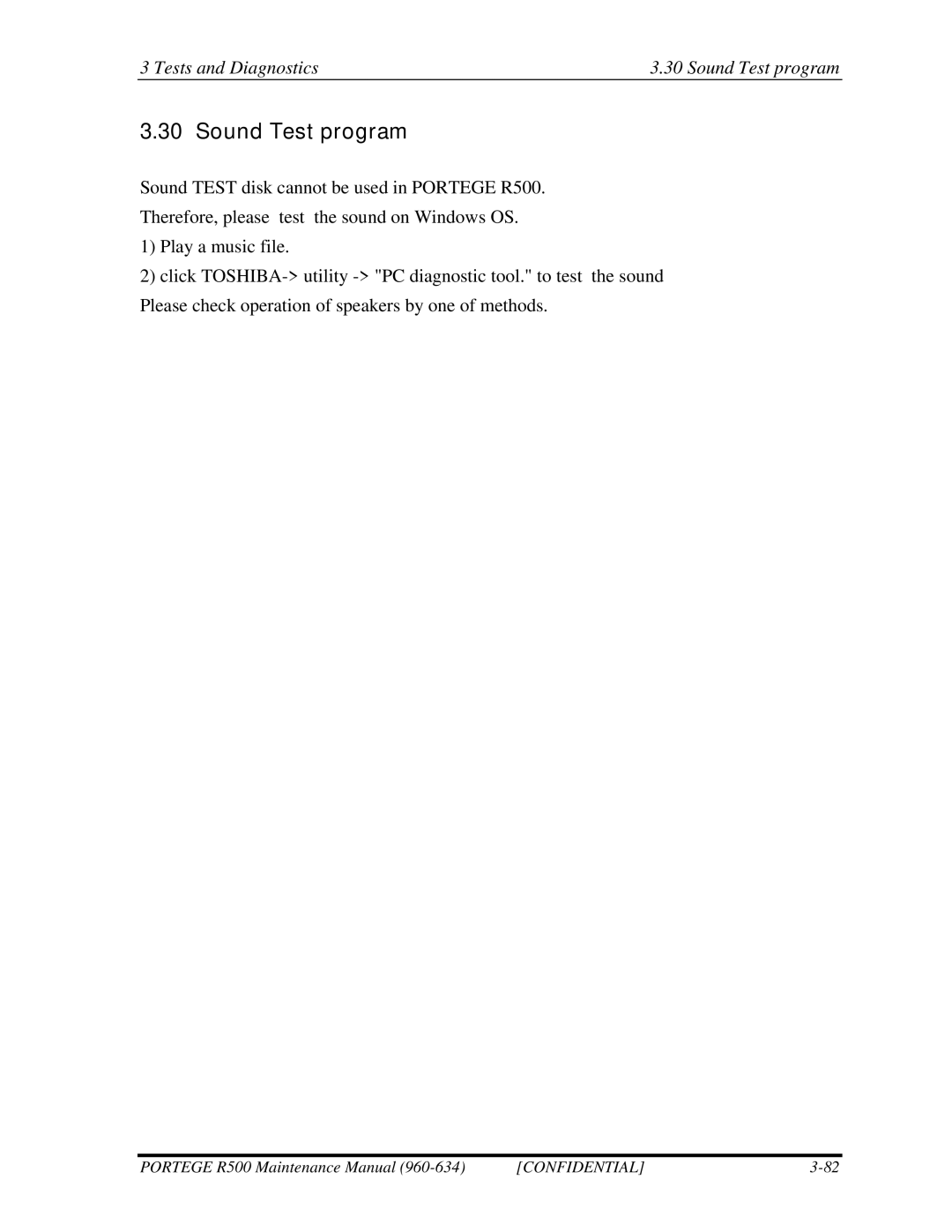 Toshiba r500 manual Tests and Diagnostics Sound Test program 
