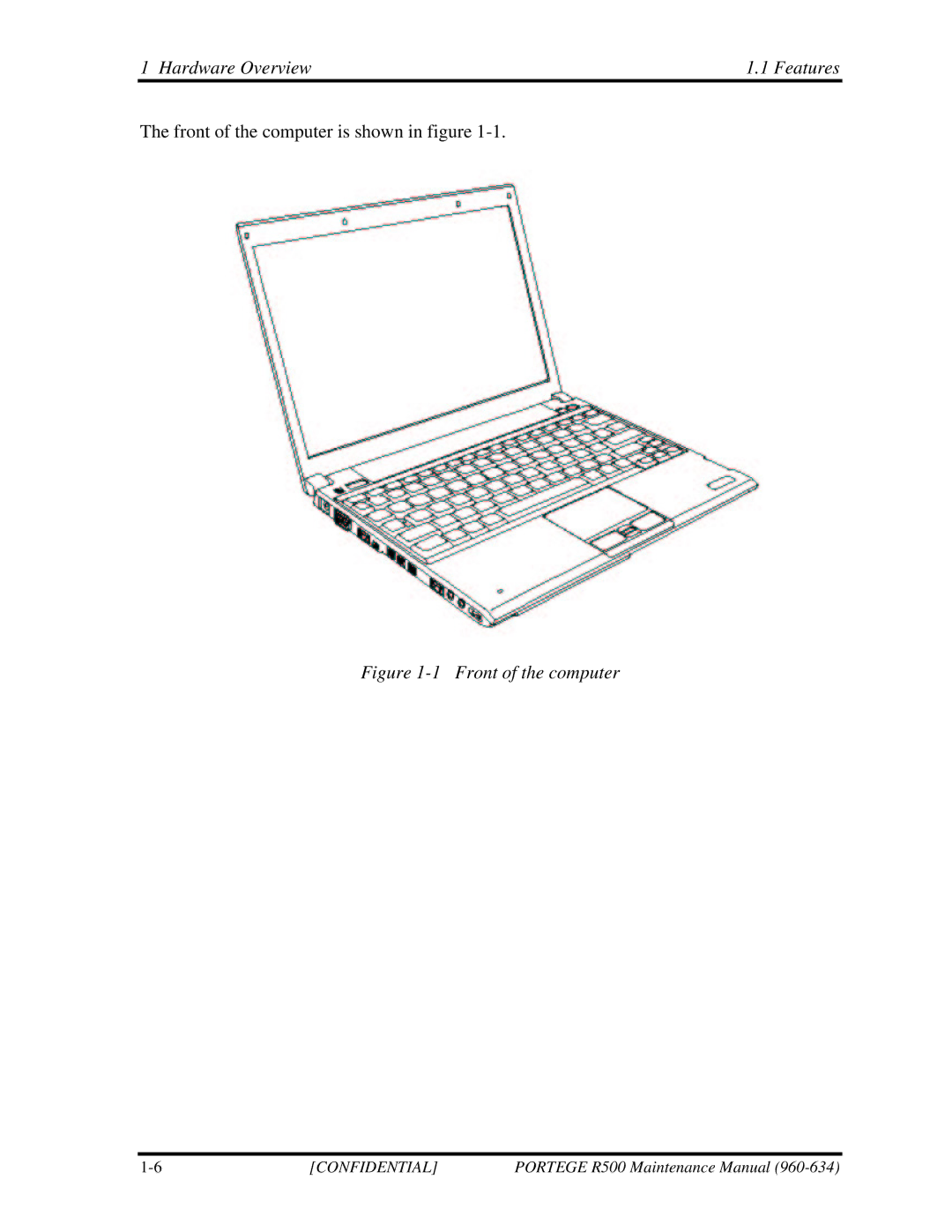 Toshiba r500 manual Front of the computer 