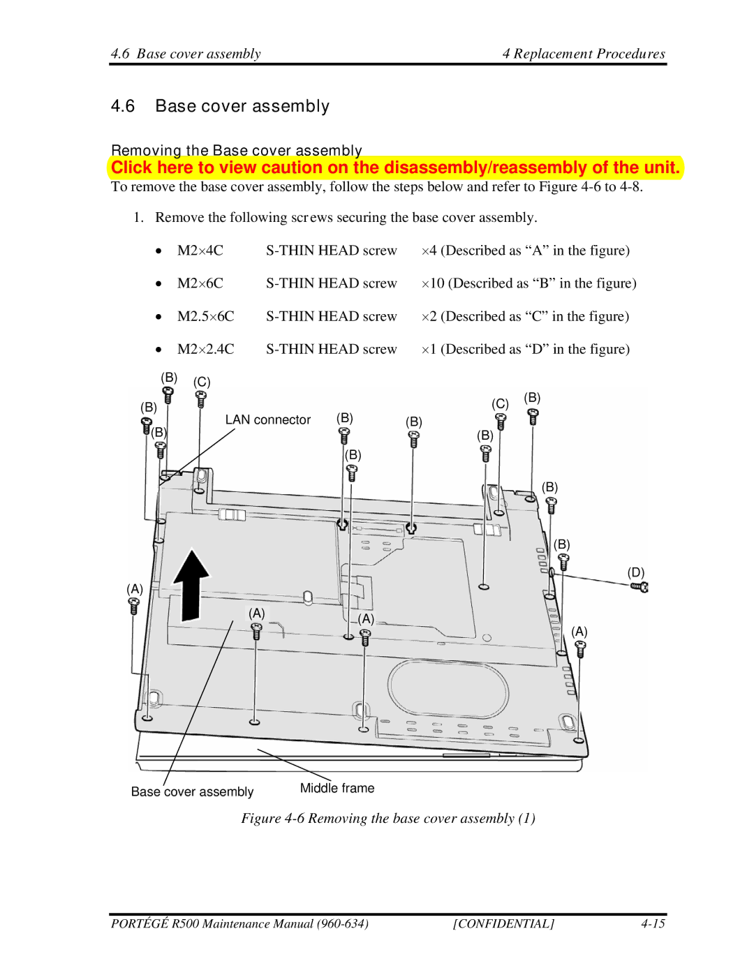 Toshiba r500 manual Removing the Base cover assembly 