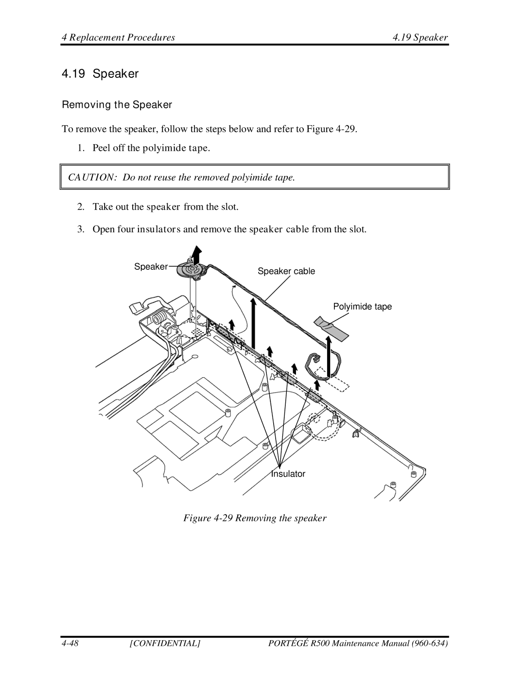 Toshiba r500 manual Removing the Speaker 