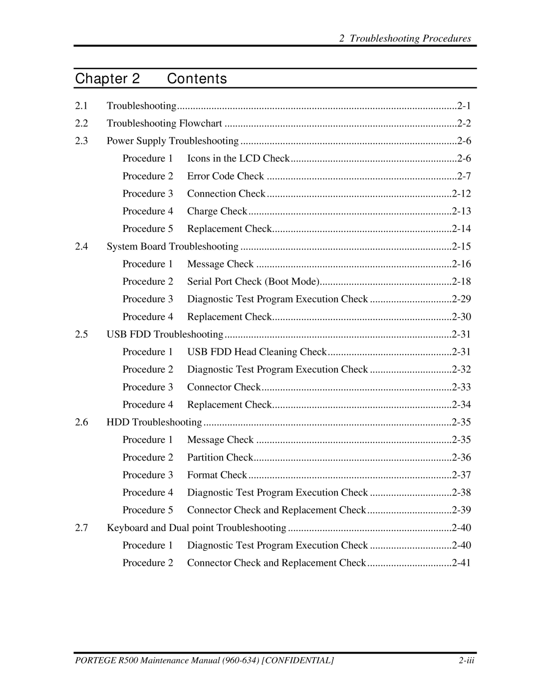 Toshiba r500 manual Chapter Contents 