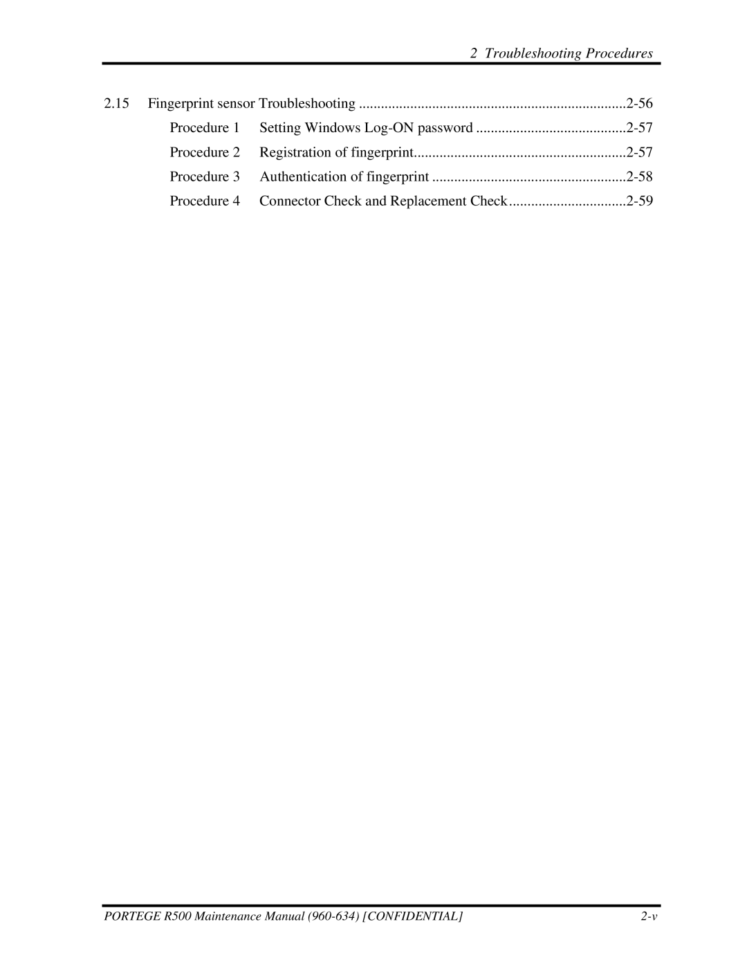 Toshiba r500 manual Troubleshooting Procedures 