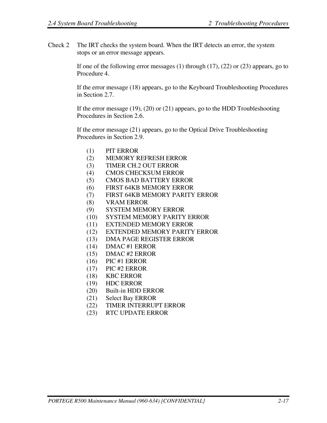 Toshiba r500 manual KBC Error HDC Error 