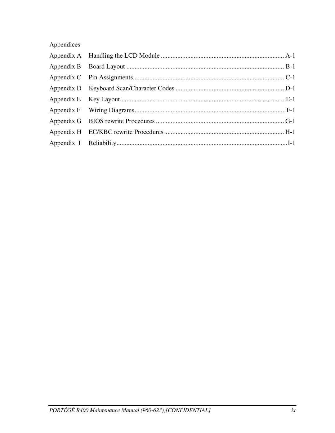 Toshiba r500 manual Portégé R400 Maintenance Manual 960-623CONFIDENTIAL 