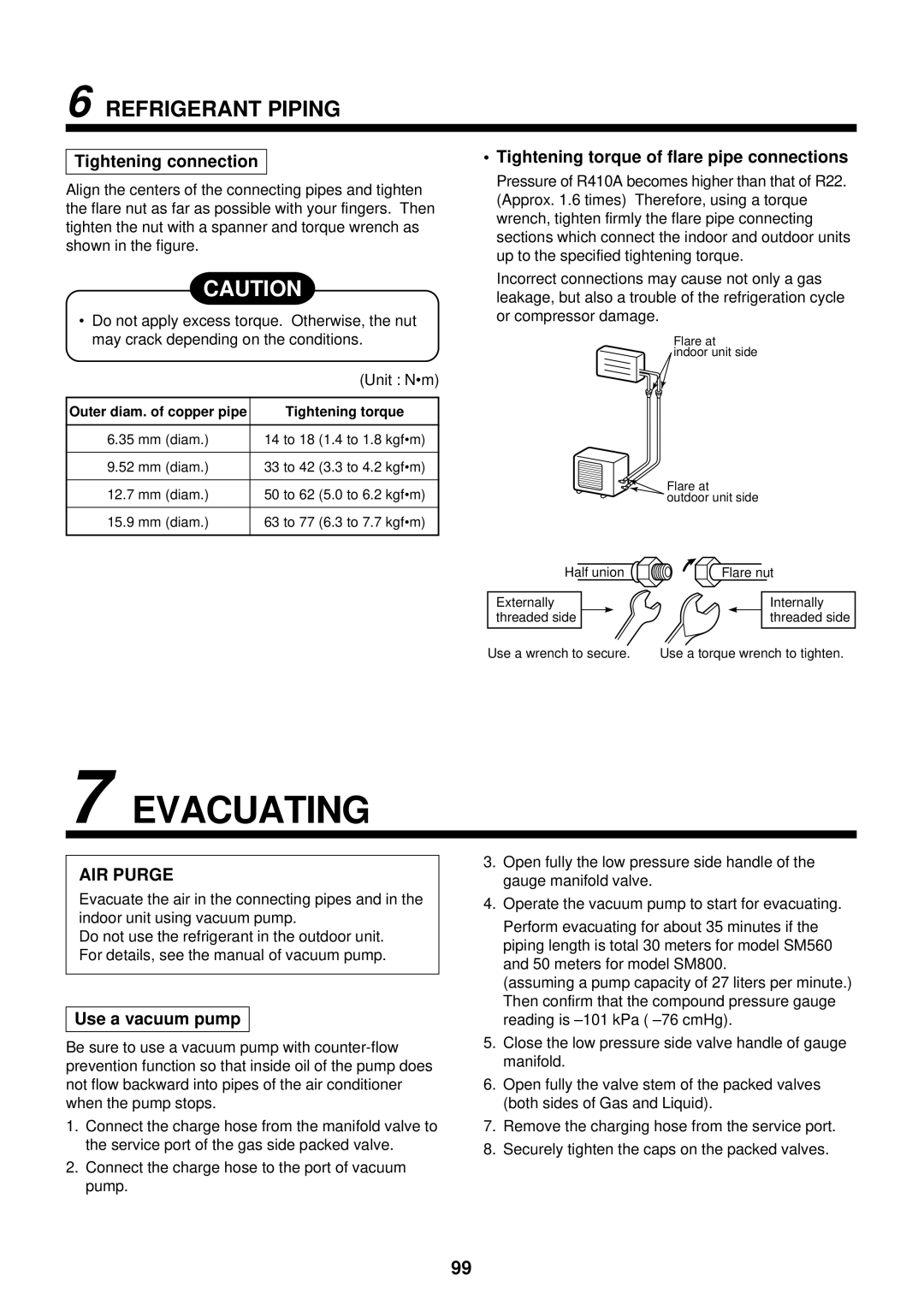 Toshiba RAM-SM560KRT-E, RAM-SM800KRT-E, RAM-SM560AT-E, RAM-SM800BT-E, RAM-SM560UT-E, RAM-SM800AT-E, RAM-SM800UT-E Evacuating 