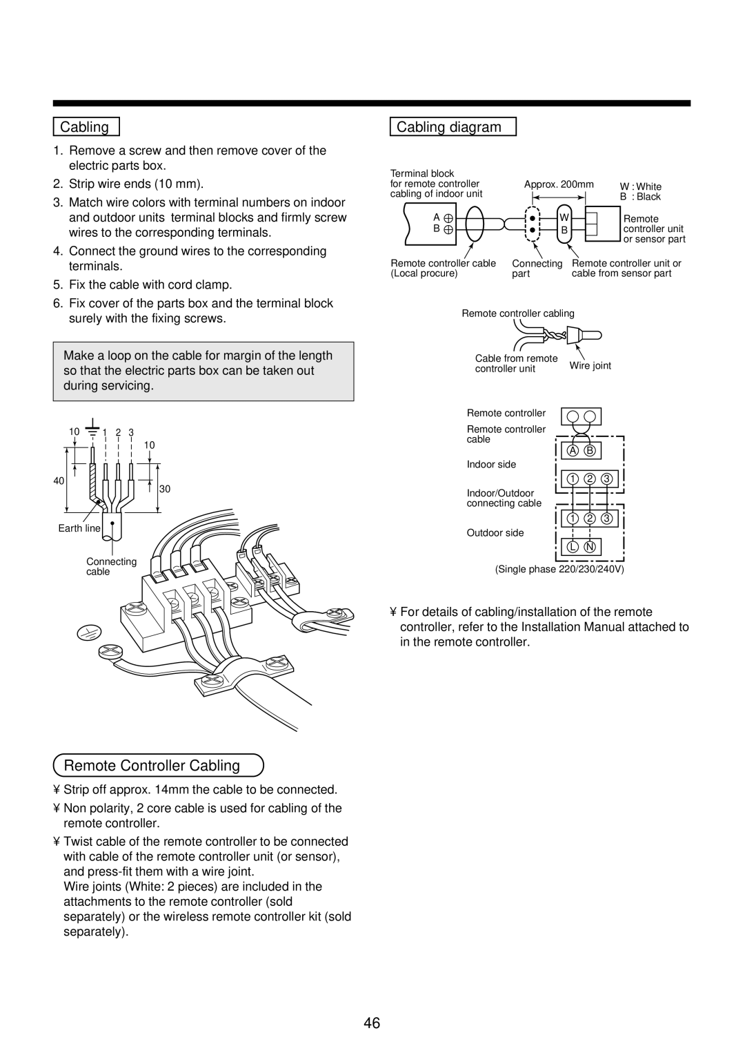 Toshiba RAM-SM560AT-E, RAM-SM800KRT-E, RAM-SM800BT-E, RAM-SM560UT-E, RAM-SM800AT-E Remote Controller Cabling, Cabling diagram 