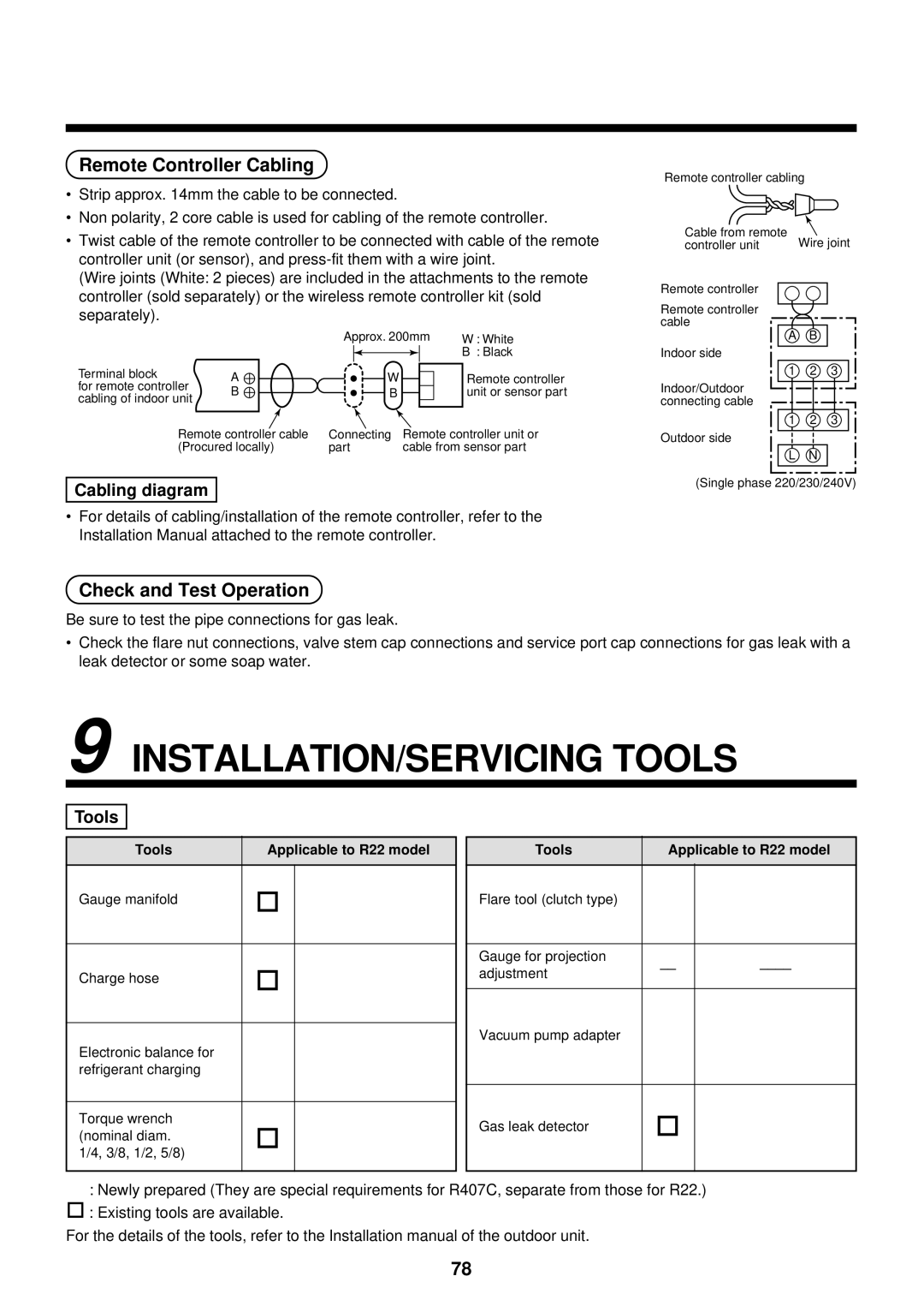 Toshiba RAM-SM560AT-E, RAM-SM800KRT-E, RAM-SM800BT-E, RAM-SM560UT-E, RAM-SM800AT-E, RAM-SM800UT-E INSTALLATION/SERVICING Tools 