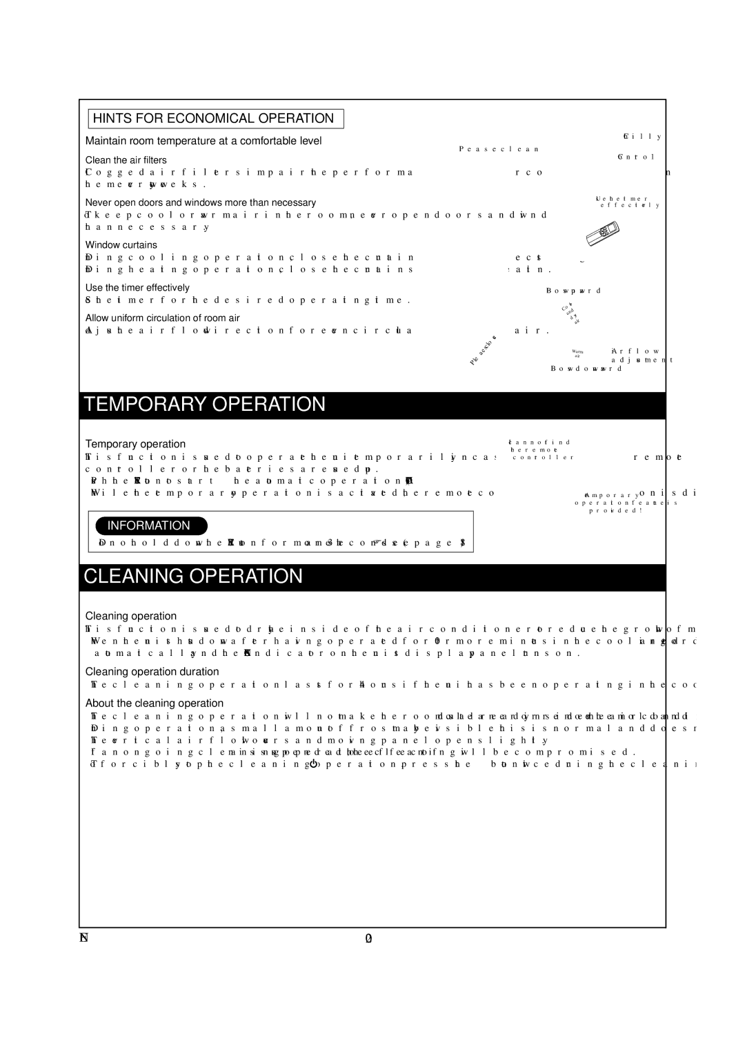 Toshiba RAS-07PKVP-E owner manual Temporary Operation, Cleaning Operation 