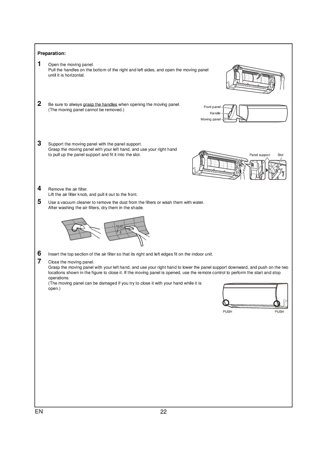 Toshiba RAS-07PKVP-E owner manual Push 