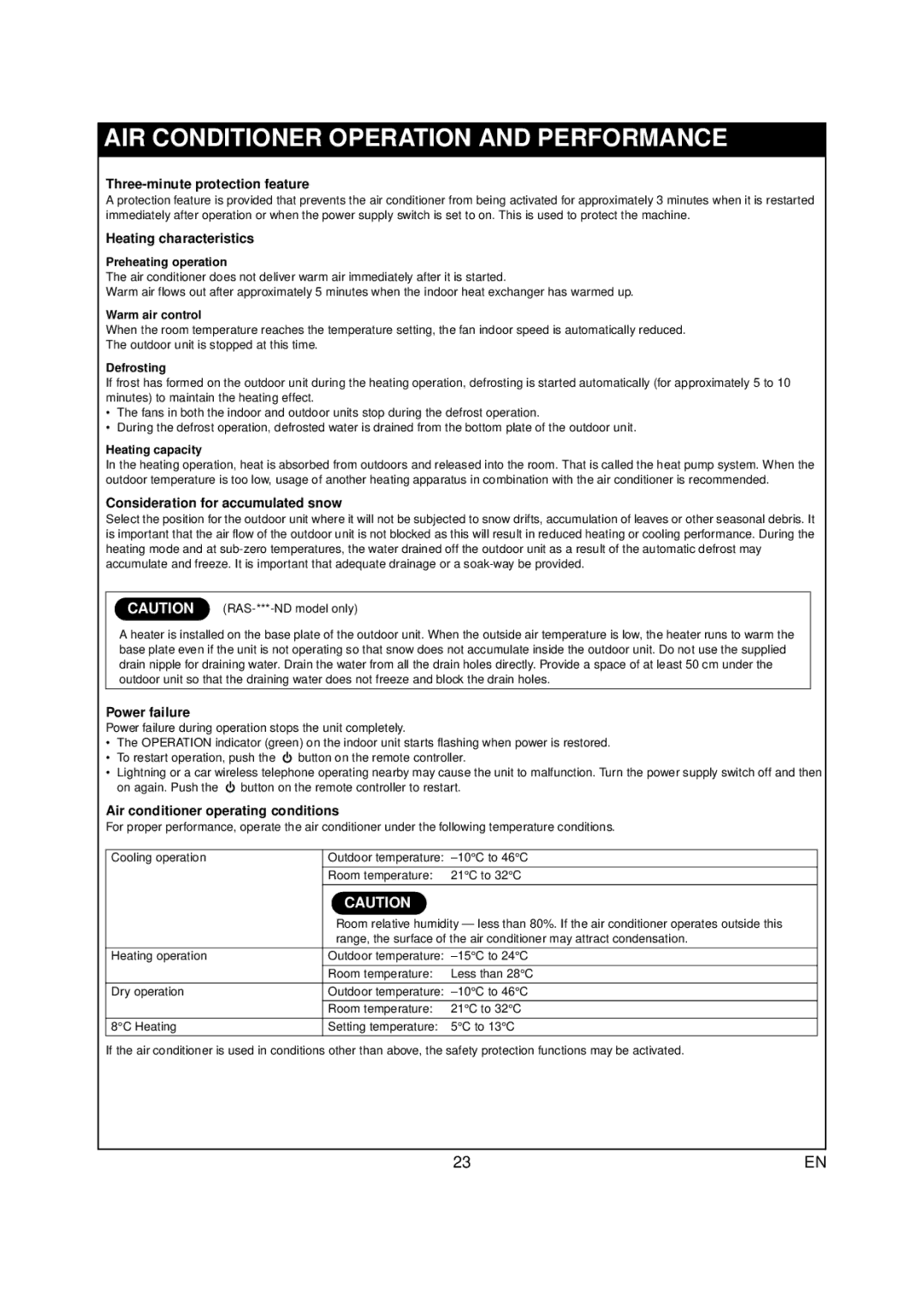 Toshiba RAS-07PKVP-E owner manual AIR Conditioner Operation and Performance 