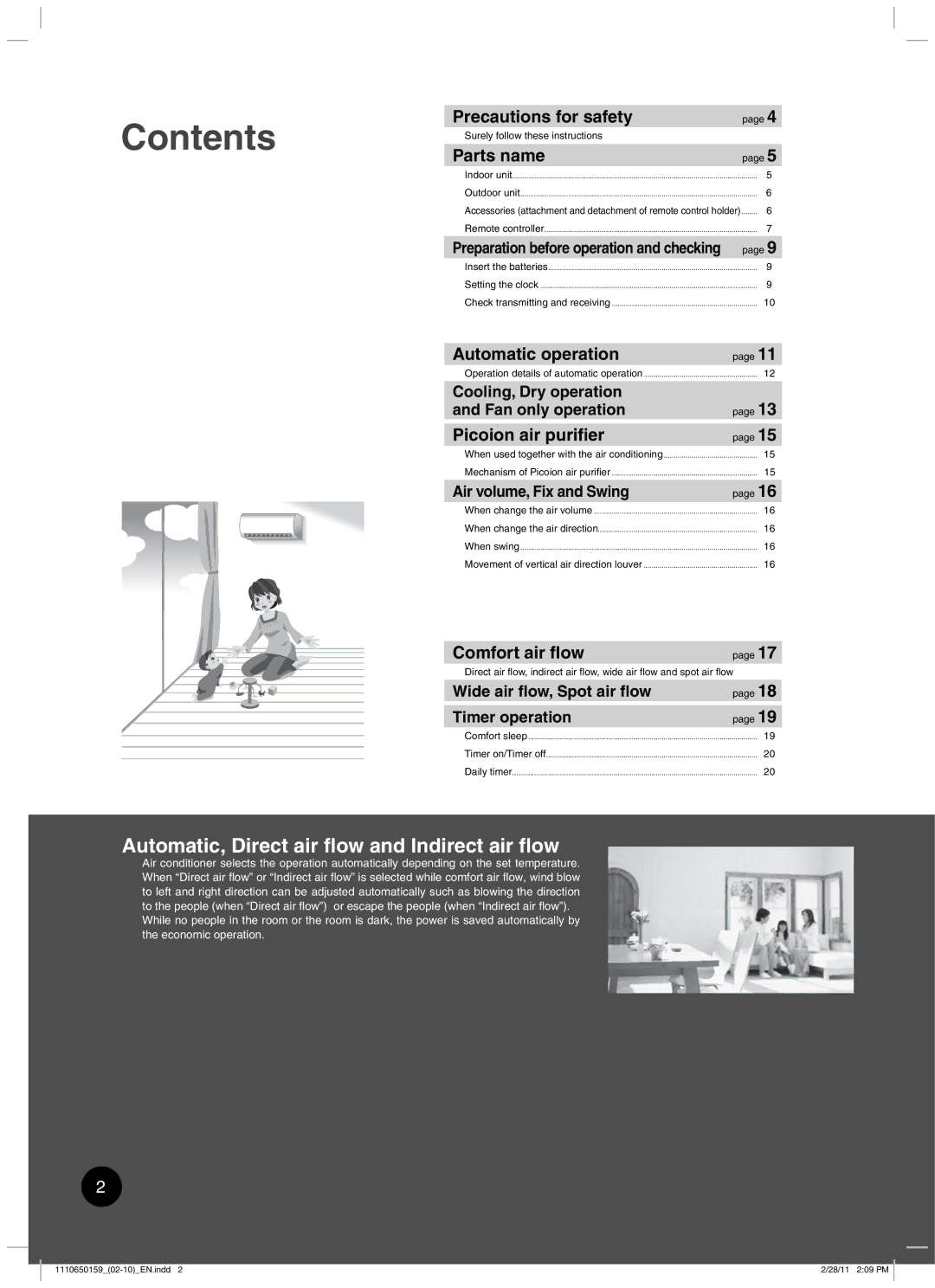 Toshiba RAS-10JKCVP owner manual Contents 