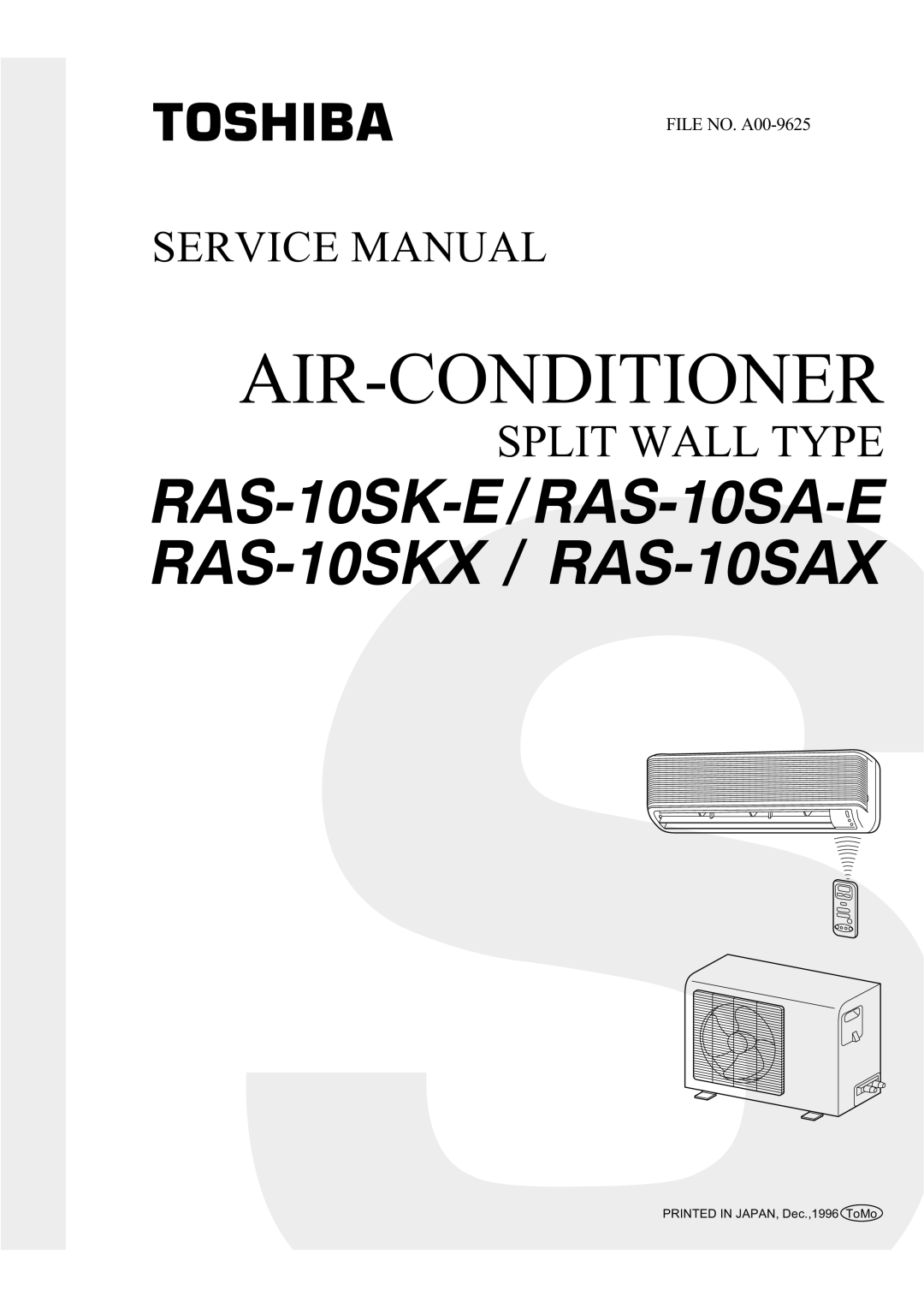 Toshiba RAS-10SAX, RAS-10SKX, RAS-10SK-E, RAS-10SA-E service manual R C O 