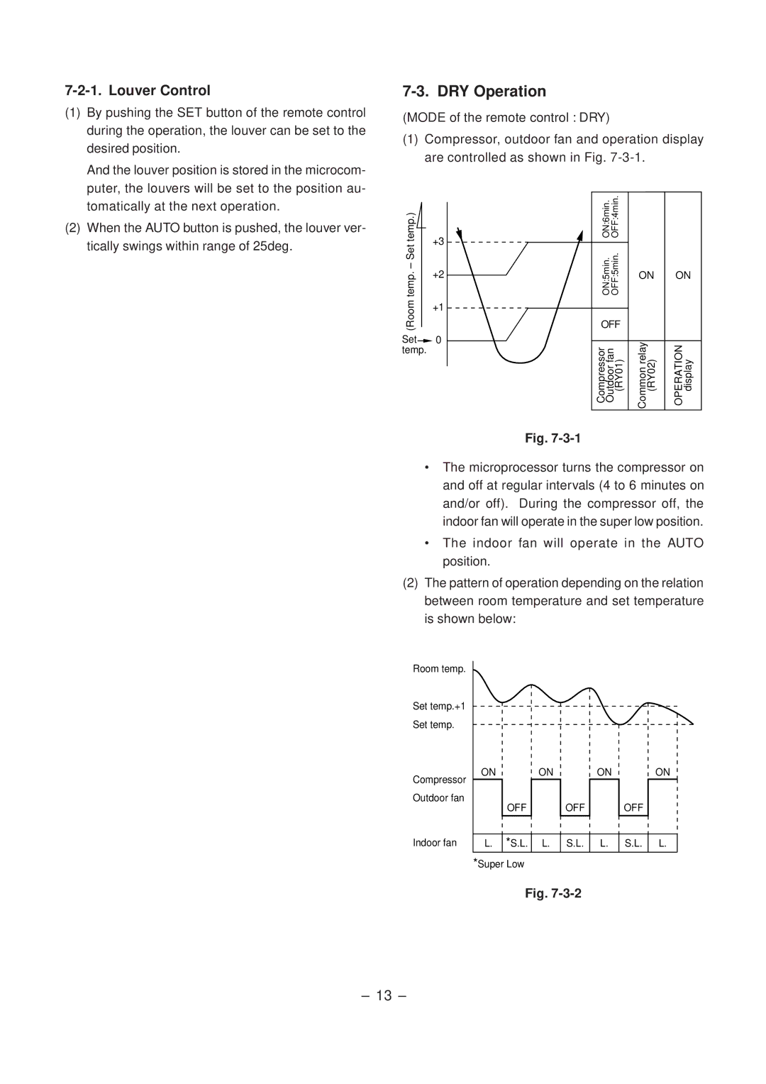 Toshiba RAS-10SAX, RAS-10SKX, RAS-10SK-E, RAS-10SA-E service manual DRY Operation, Louver Control 