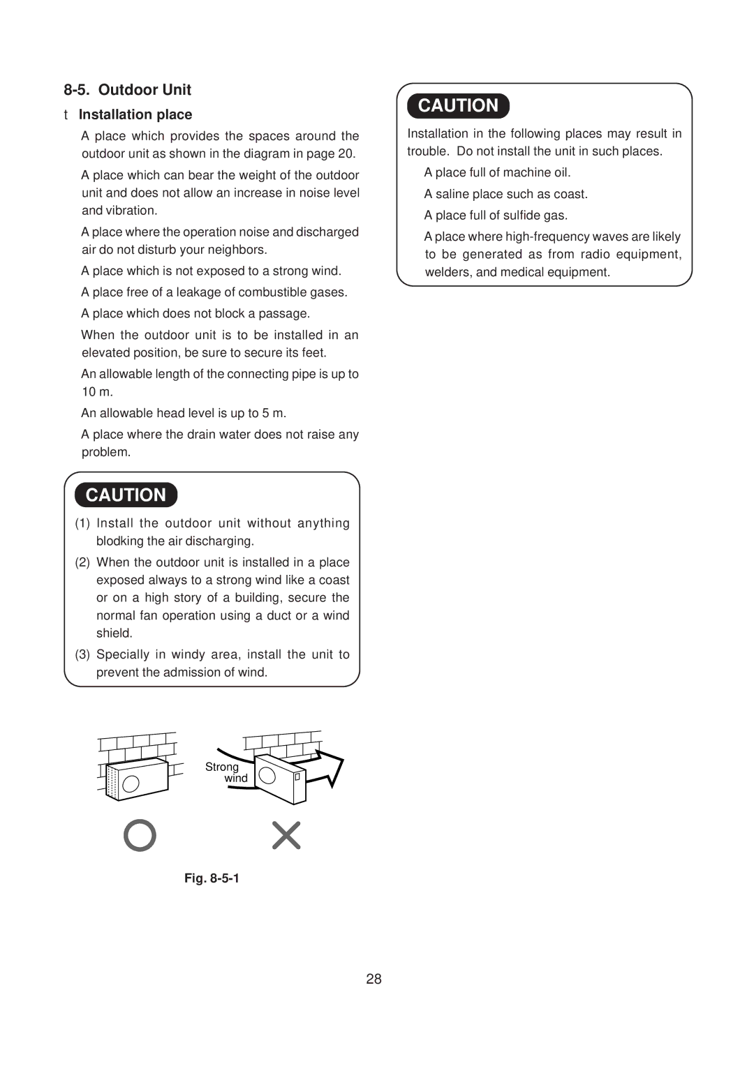 Toshiba RAS-10SKX, RAS-10SAX, RAS-10SK-E, RAS-10SA-E service manual Strong wind 