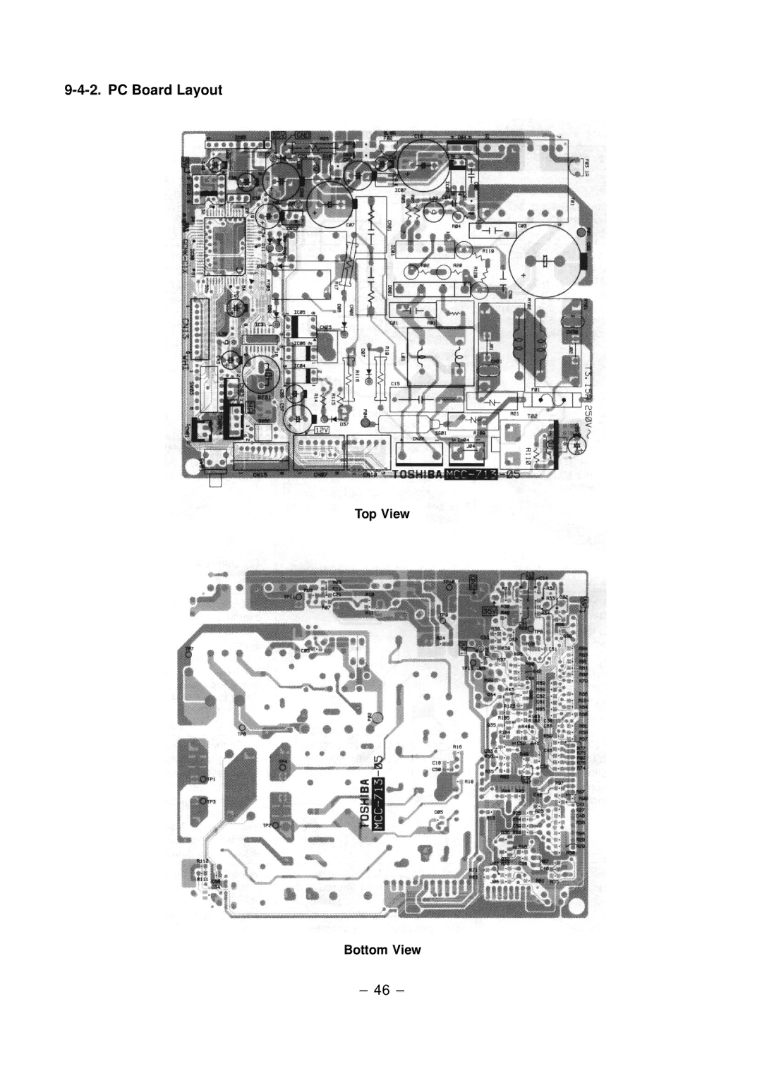 Toshiba RAS-10SK-E, RAS-10SKX, RAS-10SAX, RAS-10SA-E service manual PC Board Layout, Top View Bottom View 