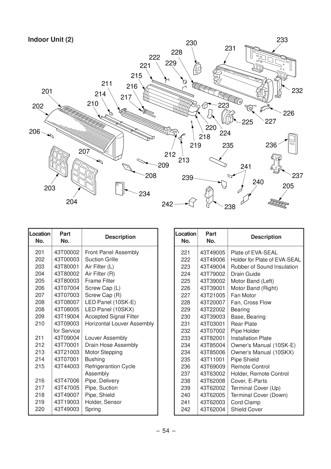 Toshiba RAS-10SK-E, RAS-10SKX, RAS-10SAX, RAS-10SA-E service manual Indoor Unit 