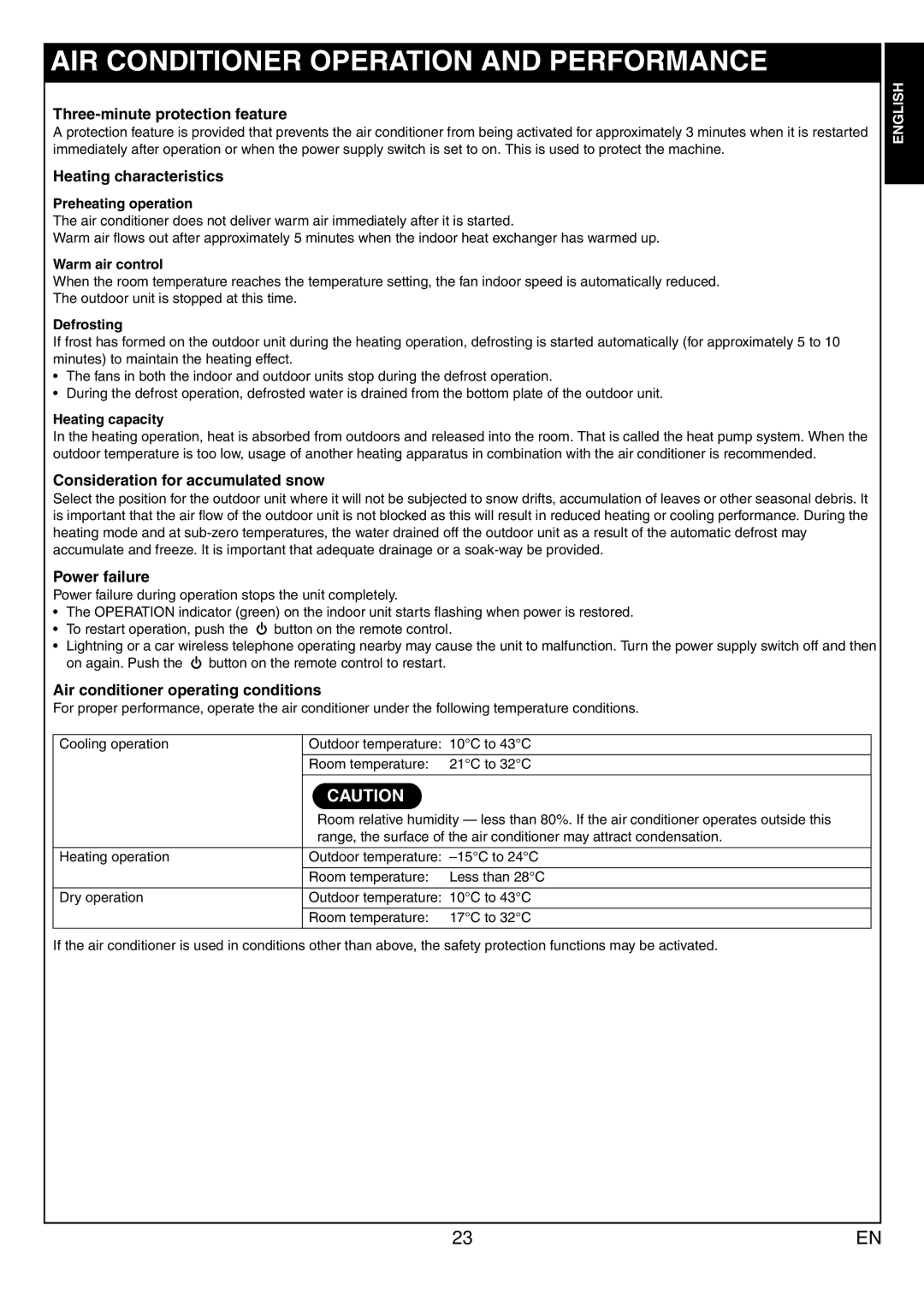 Toshiba RAS-13JAVP-E, RAS-13JKVP-E, RAS-10JKVP-E, RAS-10JAVP-E owner manual AIR Conditioner Operation and Performance 