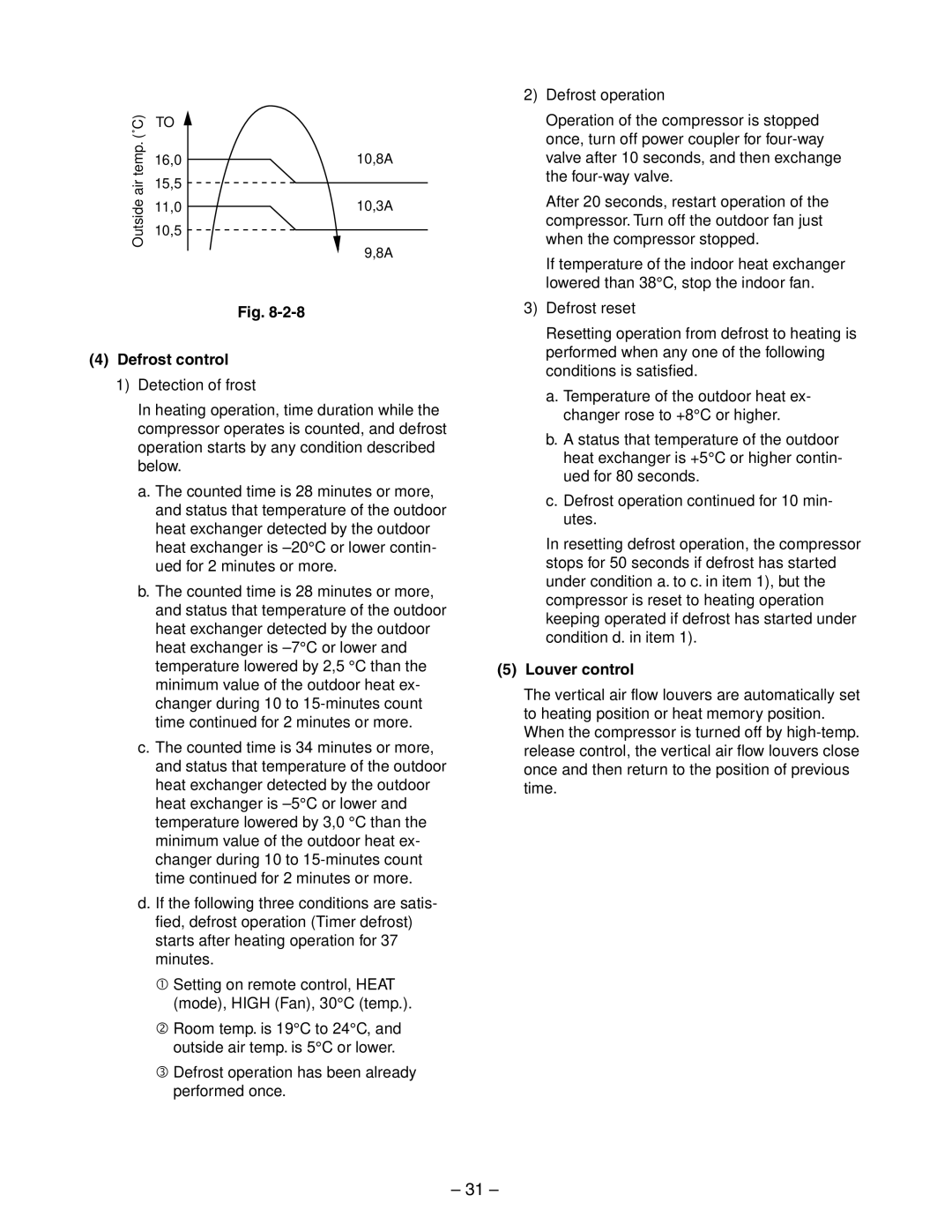 Toshiba RAS-13YAV-E, RAS-13YKV-E, RAS-10YKV-E, RAS-10YAV-E service manual Defrost control, Louver control 