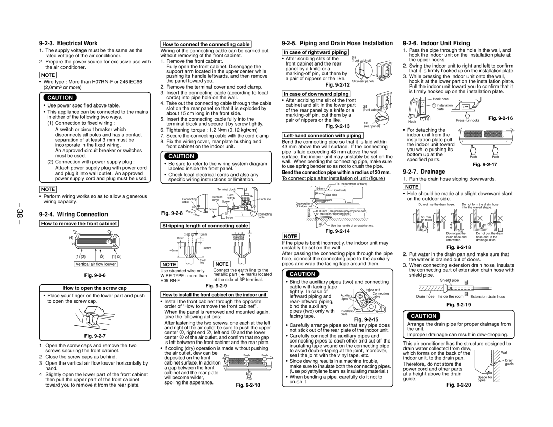 Toshiba RAS-10YAV-E, RAS-13YKV-E, RAS-10YKV-E, RAS-13YAV-E service manual Electrical Work 