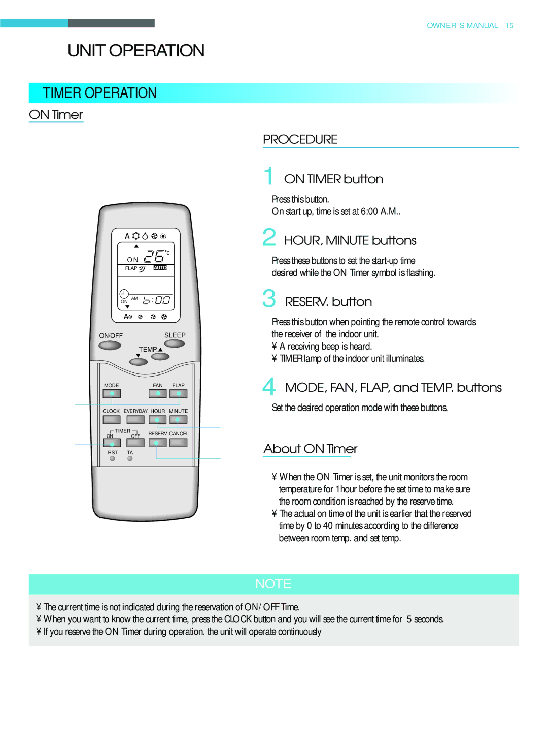 Toshiba RAS-22LAH-A, RAS-22LKH-A, RAS-18LKH-A, RAS-18LAH-A owner manual Timer Operation 