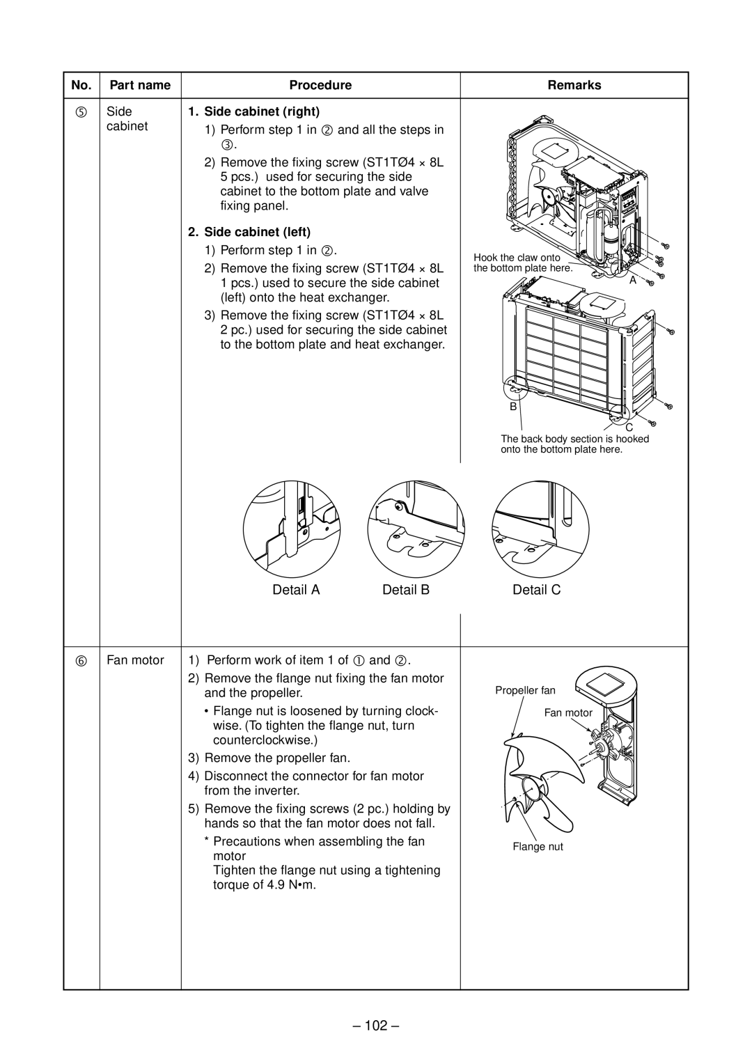 Toshiba RAS-B13SKVP-E, RAS-B10SKVP-E, RAS-10SAVP-E service manual 102, Side cabinet left 