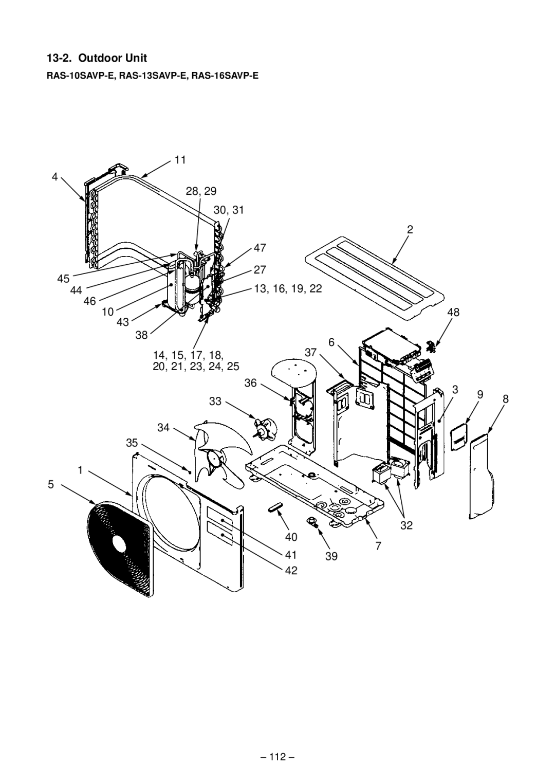 Toshiba RAS-B10SKVP-E, RAS-B13SKVP-E, RAS-10SAVP-E service manual 13, 16, 19 14, 15, 17 20, 21, 23, 24, 112 