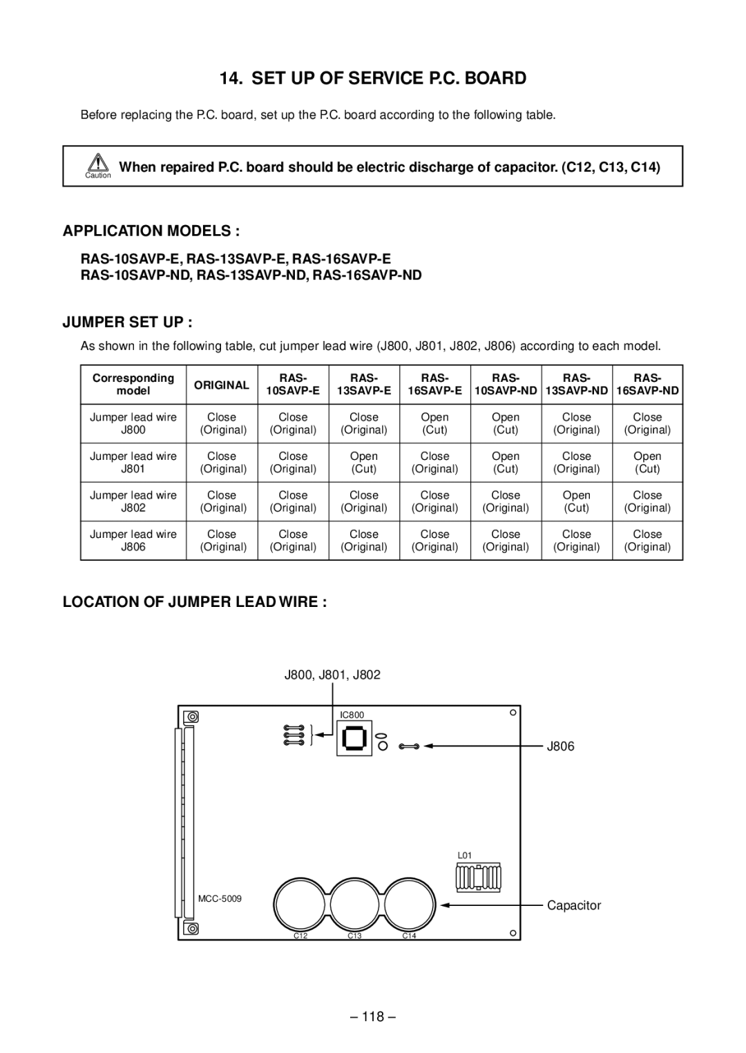 Toshiba RAS-B10SKVP-E, RAS-B13SKVP-E, RAS-10SAVP-E service manual 118, Corresponding, Model 