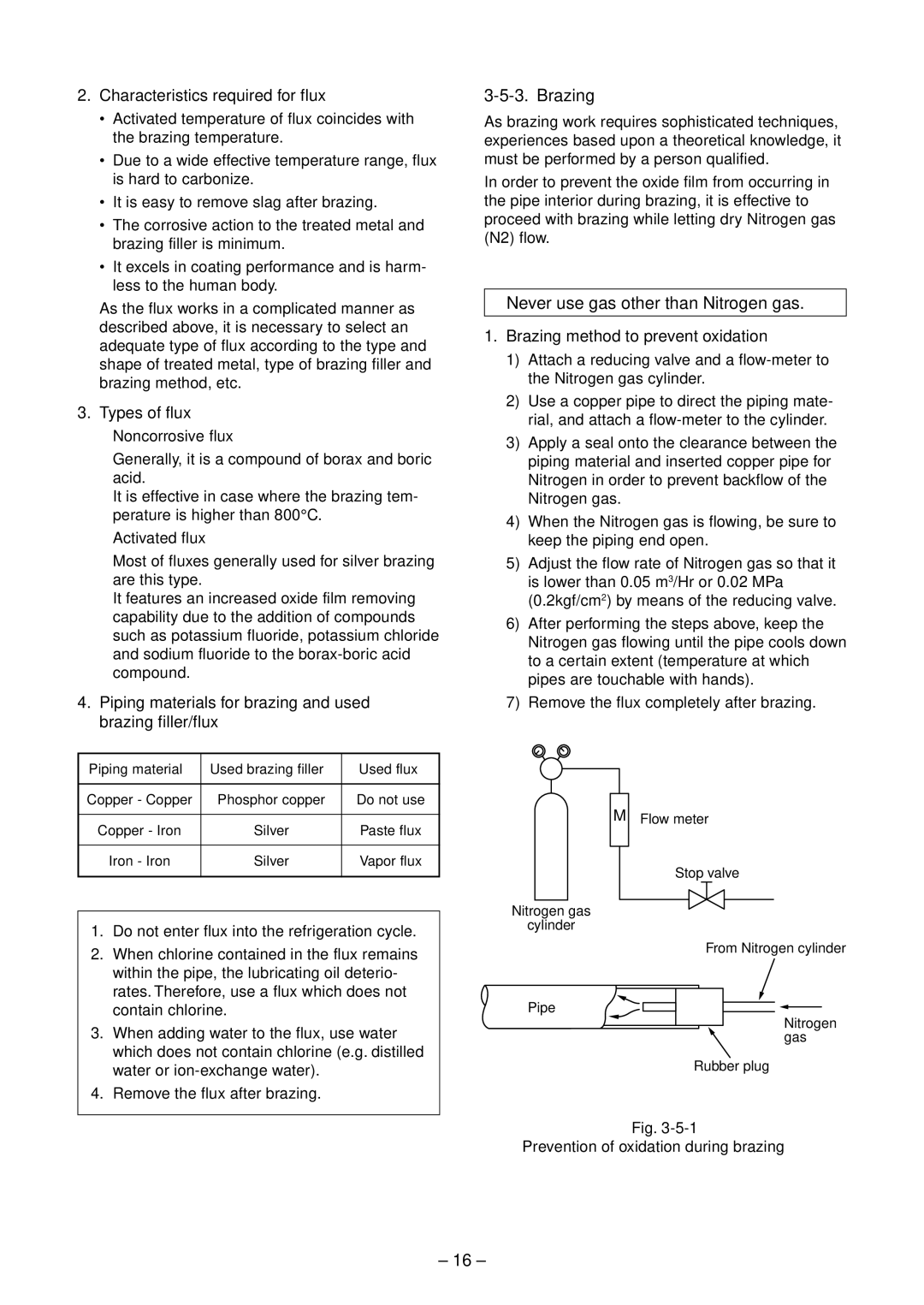 Toshiba RAS-B10SKVP-E, RAS-B13SKVP-E, RAS-10SAVP-E service manual Brazing, Never use gas other than Nitrogen gas 