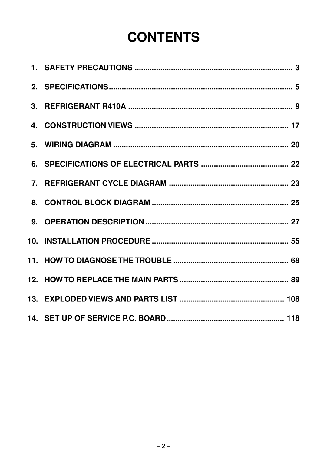 Toshiba RAS-10SAVP-E, RAS-B13SKVP-E, RAS-B10SKVP-E service manual Contents 