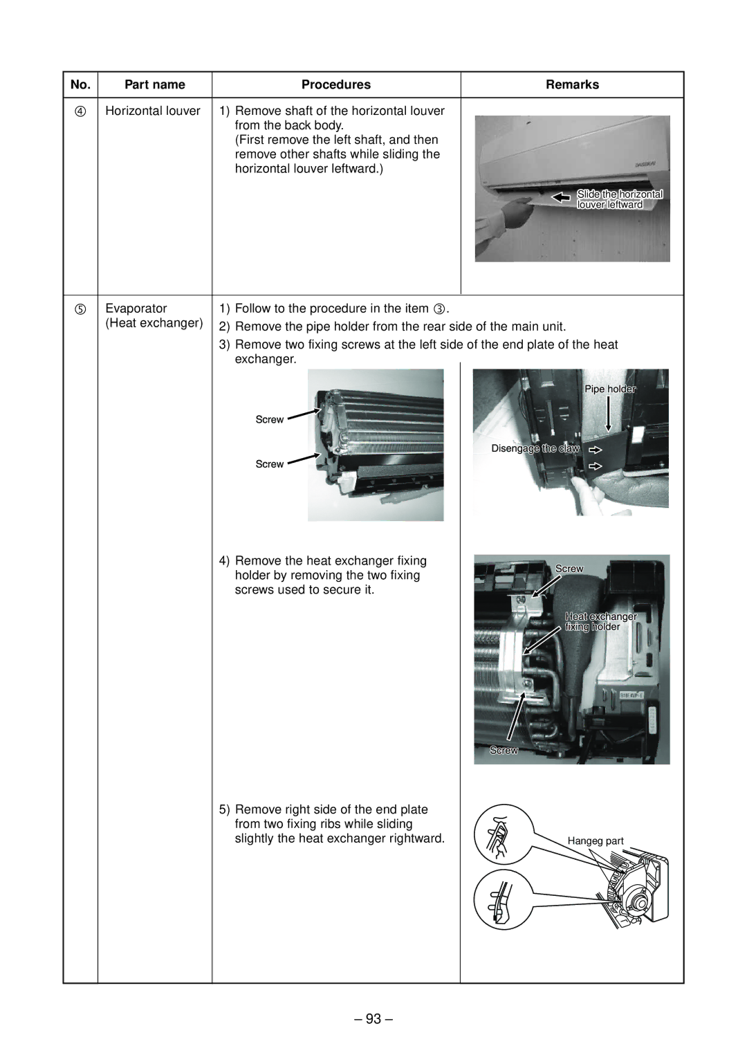 Toshiba RAS-B13SKVP-E, RAS-B10SKVP-E, RAS-10SAVP-E service manual Slide the horizontal 