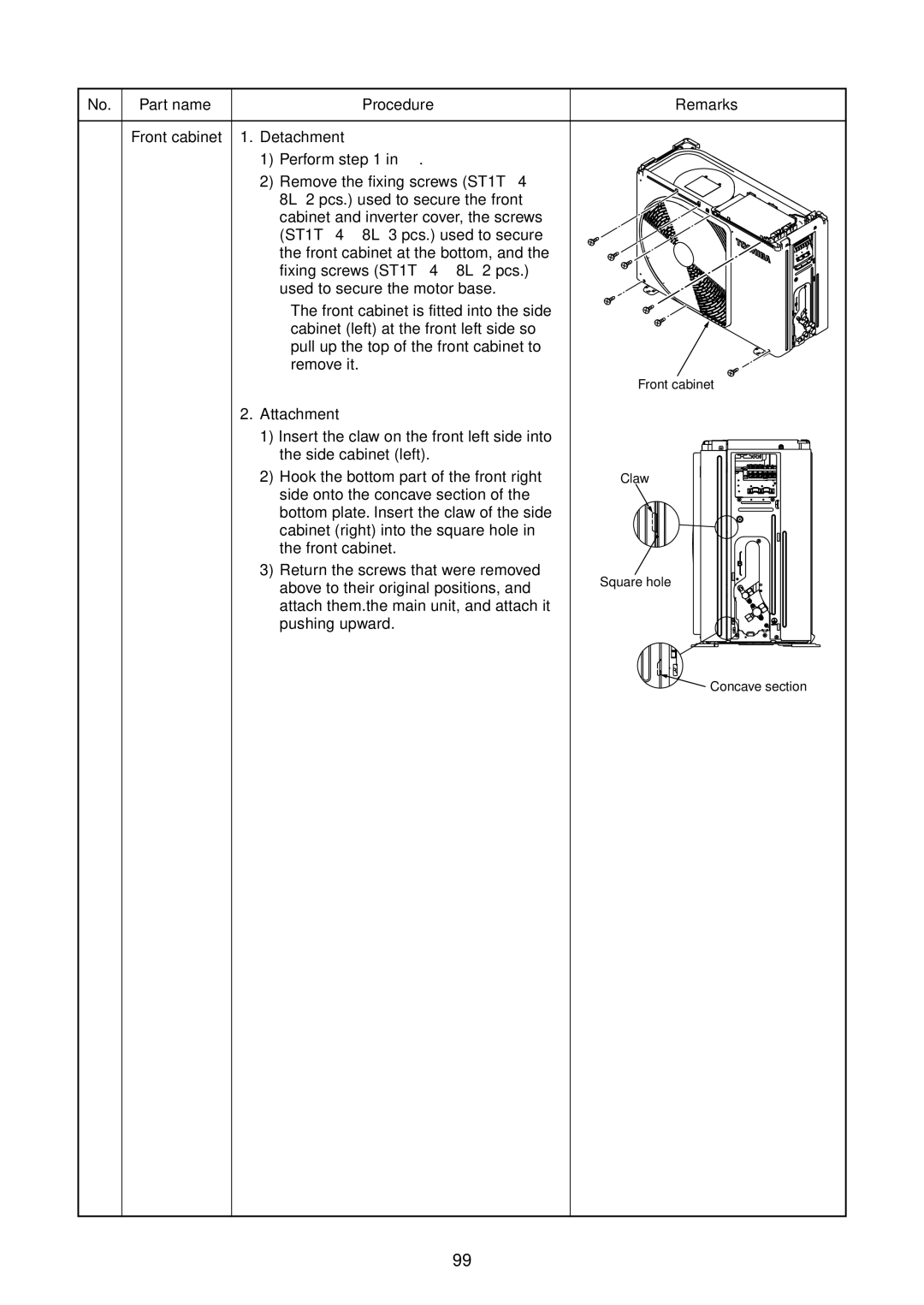 Toshiba RAS-B13SKVP-E, RAS-B10SKVP-E, RAS-10SAVP-E service manual No. Part name Procedure Remarks 