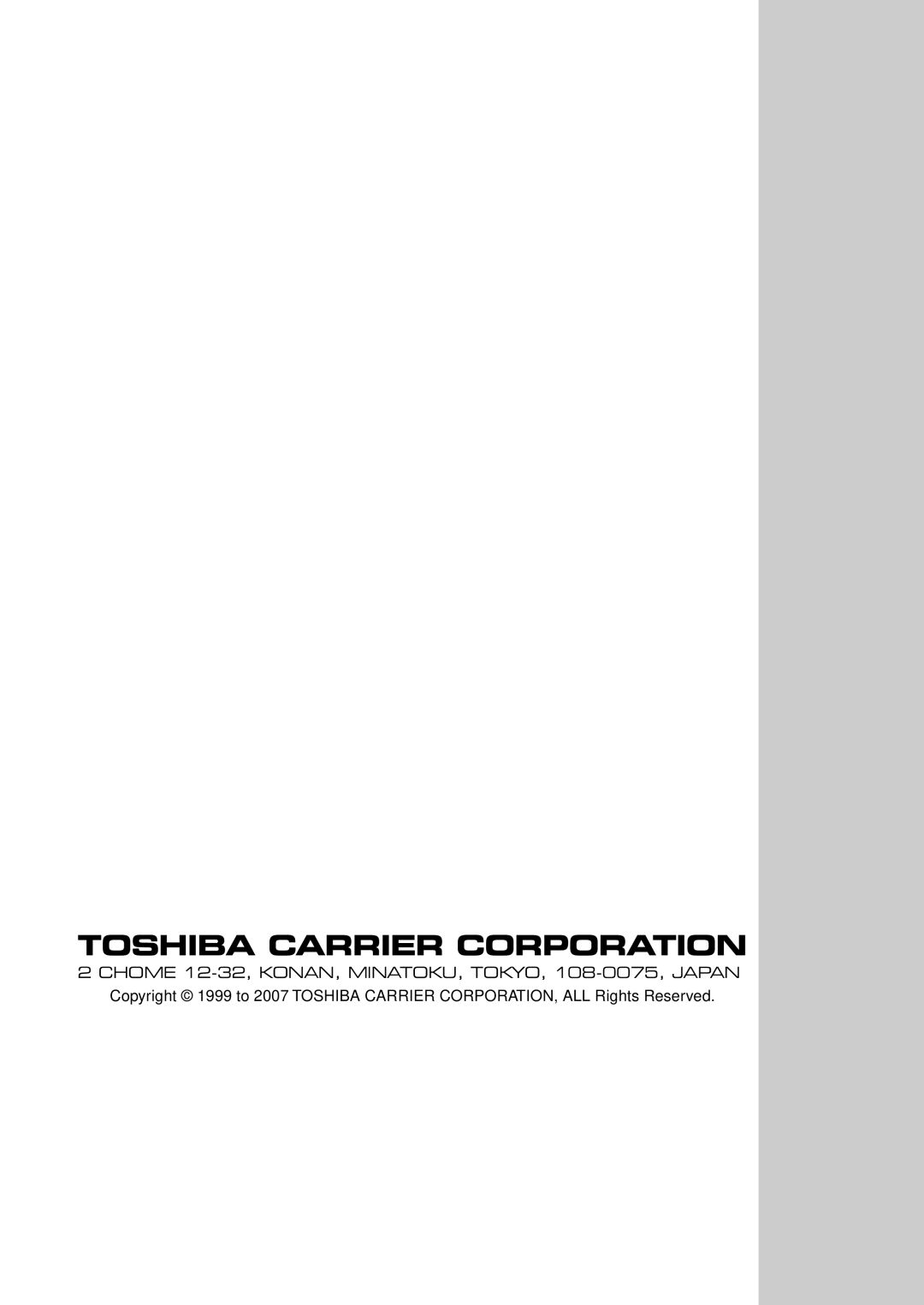 Toshiba RAS-10SAVP-E, RAS-B13SKVP-E, RAS-B10SKVP-E service manual Toshiba Carrier Corporation 