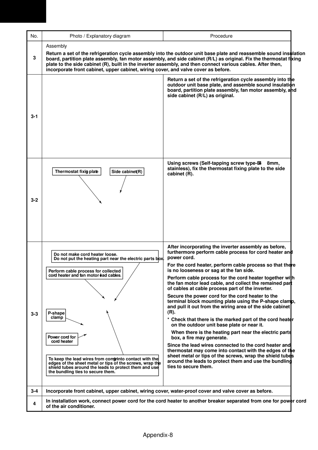 Toshiba RAS-10GAVP-E, RAS-B16GKVP-E, RAS-B13GKVP-E, RAS-B10GKVP-E Appendix-8, Photo / Explanatory diagram Procedure Assembly 