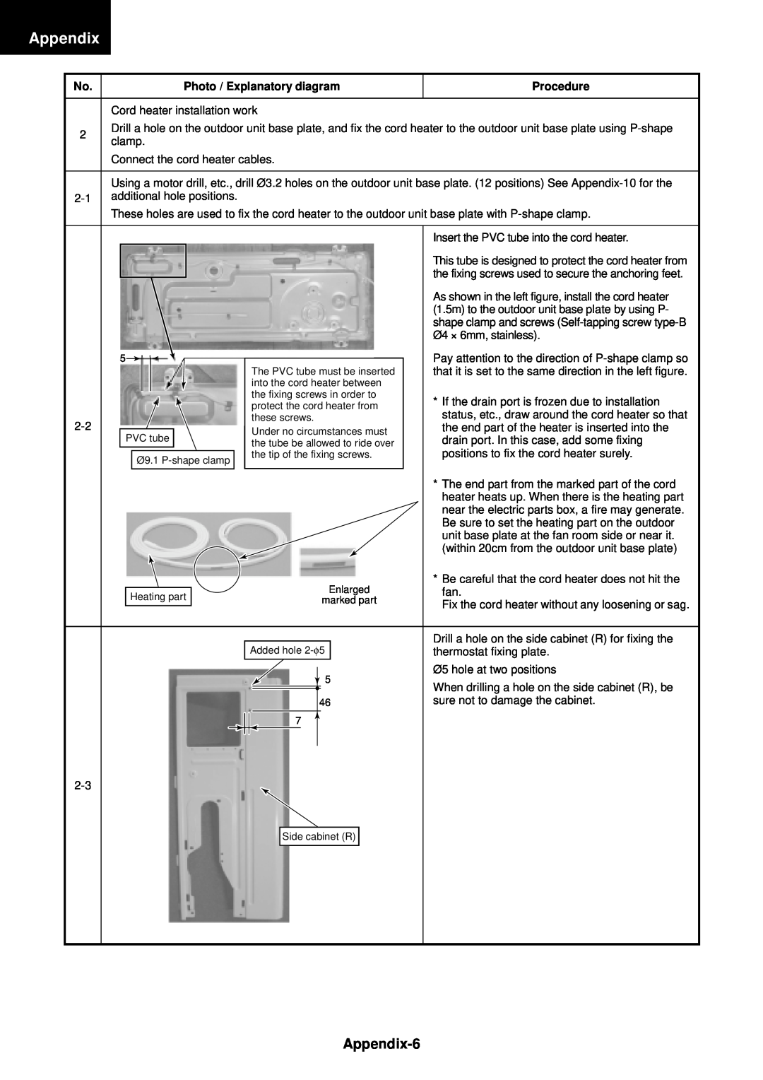 Toshiba RAS-13GAVP-E Appendix-6, Photo / Explanatory diagram, Procedure, the fixing screws in order to, these screws 
