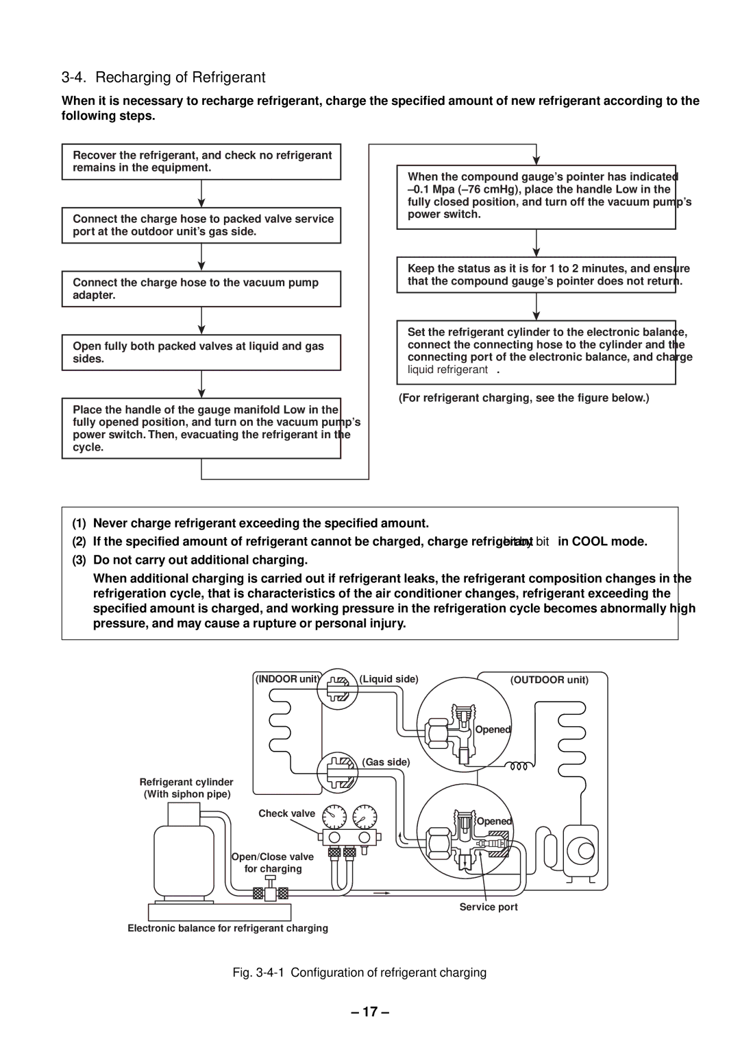 Toshiba RAS-B10EKVP-E, RAS-M13EKCVP-E, RAS-M18EACV-E Recharging of Refrigerant, Configuration of refrigerant charging 