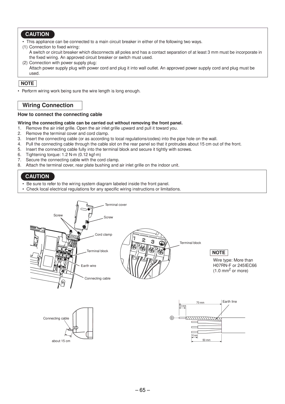 Toshiba RAS-M14EACV-E, RAS-M13EKCVP-E, RAS-M18EACV-E, RAS-M16EKCVP-E Wiring Connection, How to connect the connecting cable 