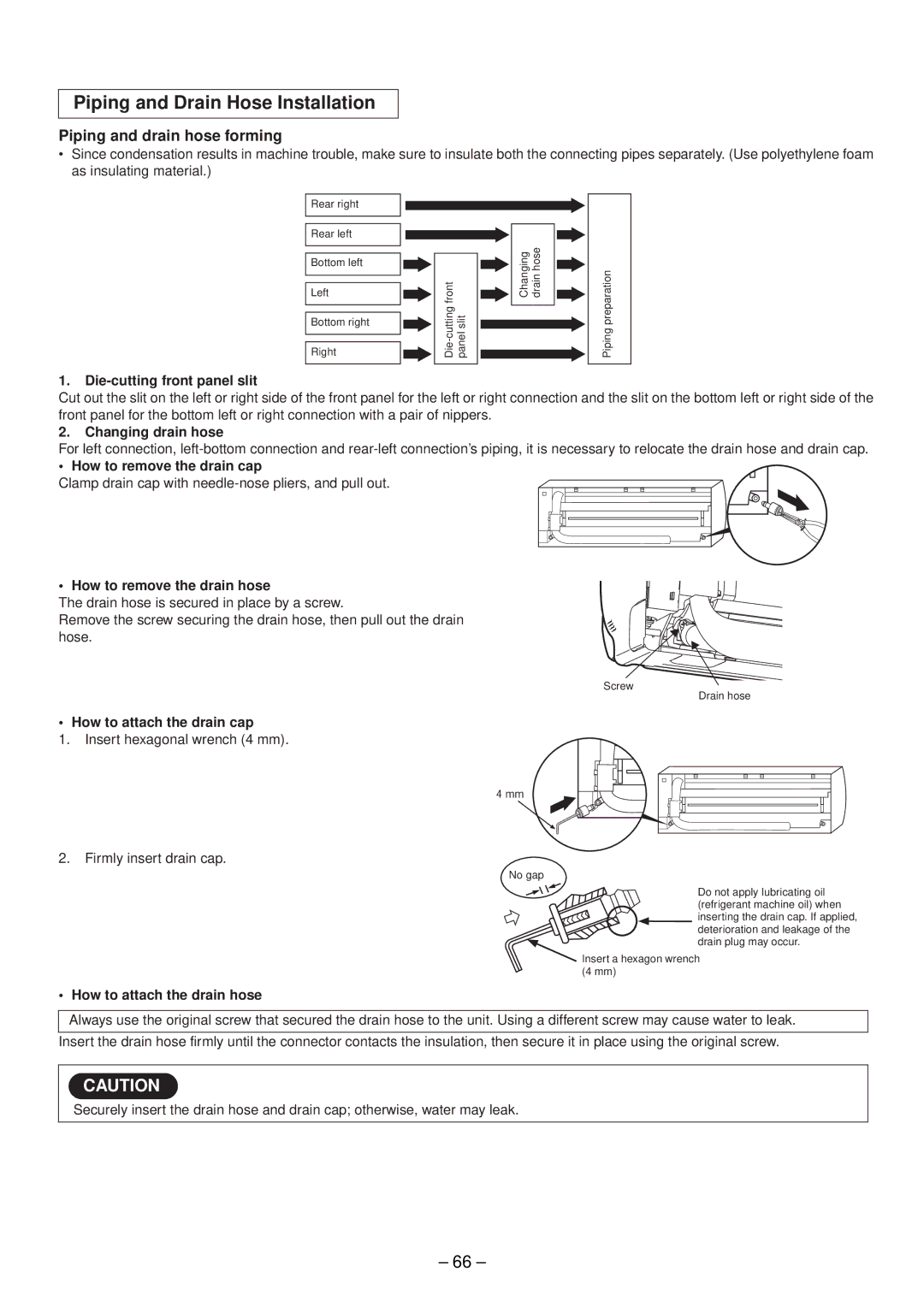 Toshiba RAS-M16EKCVP-E, RAS-M13EKCVP-E, RAS-M18EACV-E Piping and Drain Hose Installation, Piping and drain hose forming 